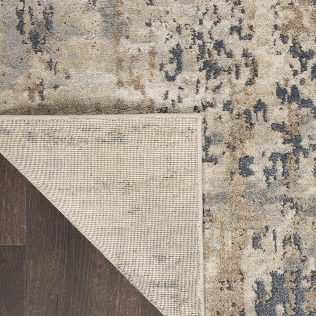 9" X 12" Beige Abstract Power Loom Area Rug