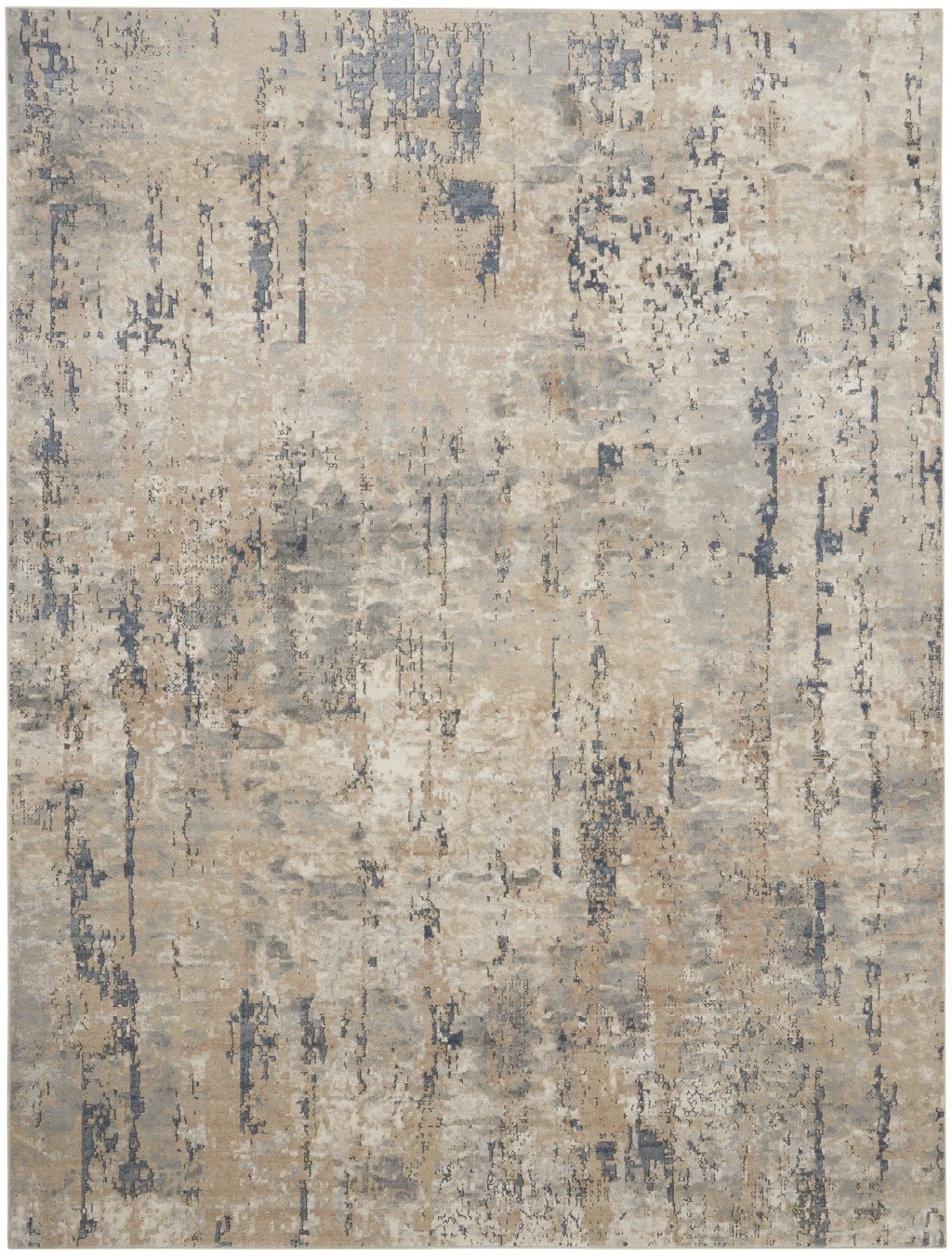 8" X 10" Beige Abstract Power Loom Area Rug