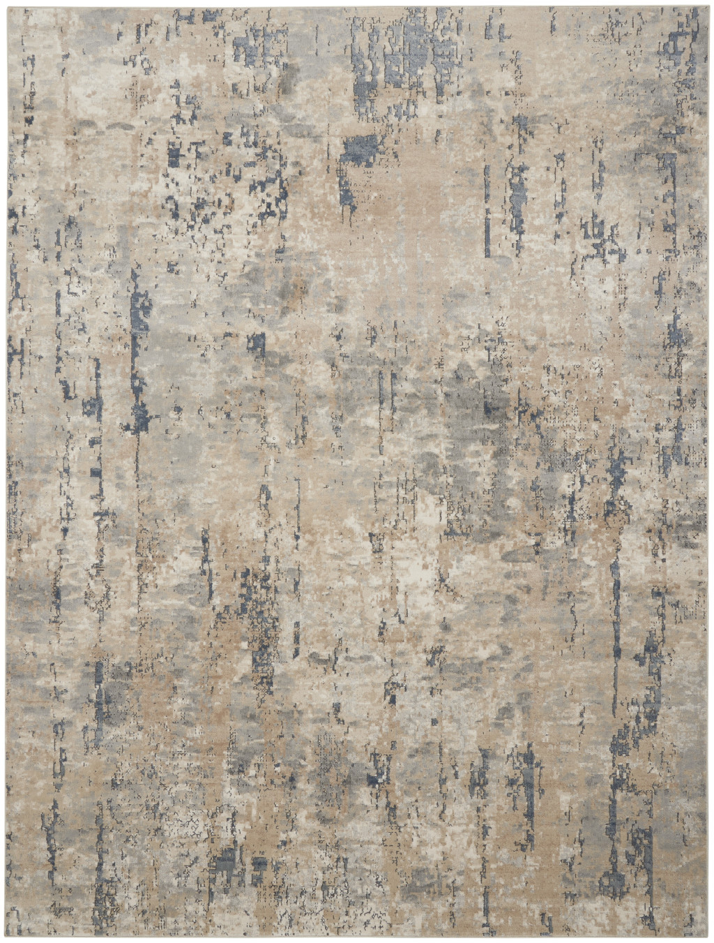 8" X 10" Beige Abstract Power Loom Area Rug