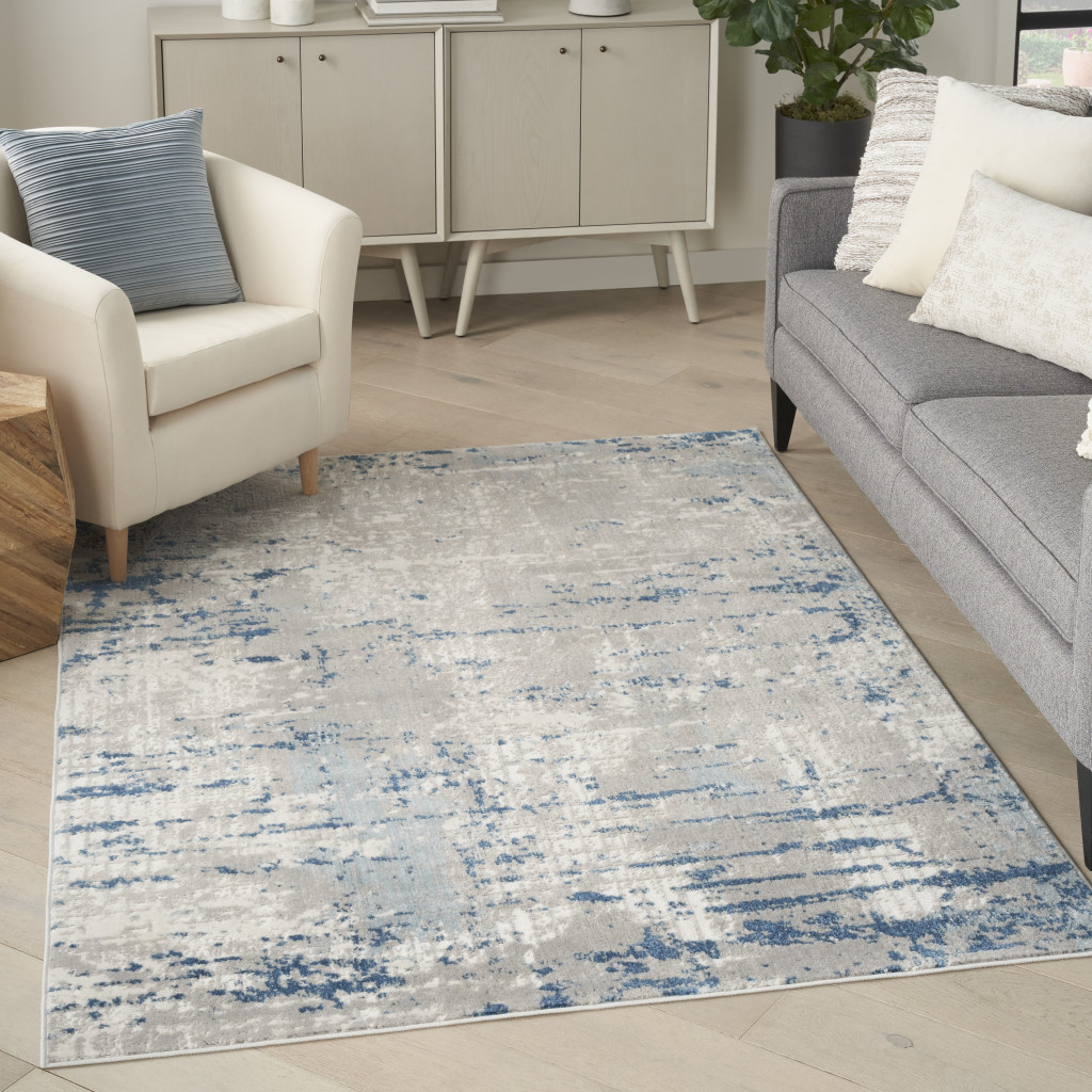 6" X 9" Ivory Abstract Power Loom Area Rug