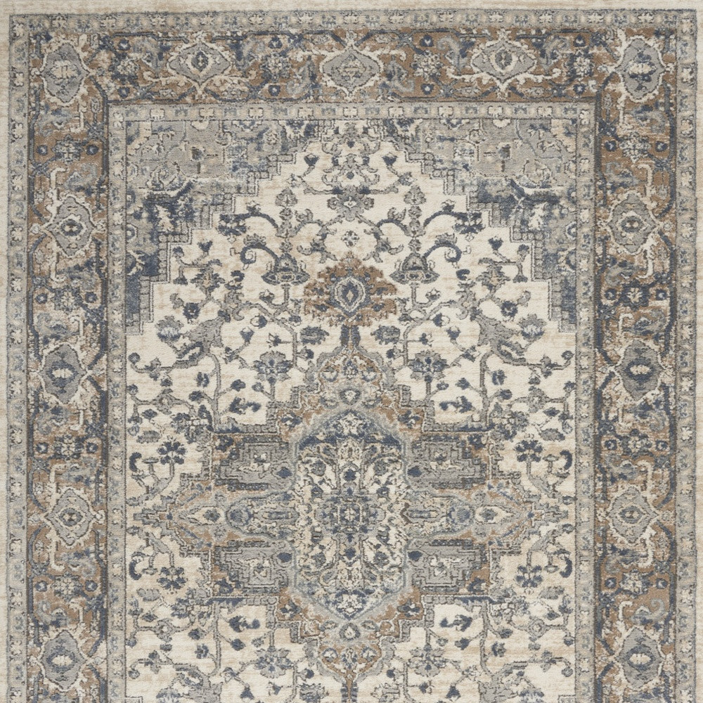6" X 9" Ivory Floral Power Loom Area Rug