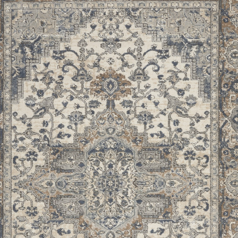 6" X 9" Ivory Floral Power Loom Area Rug