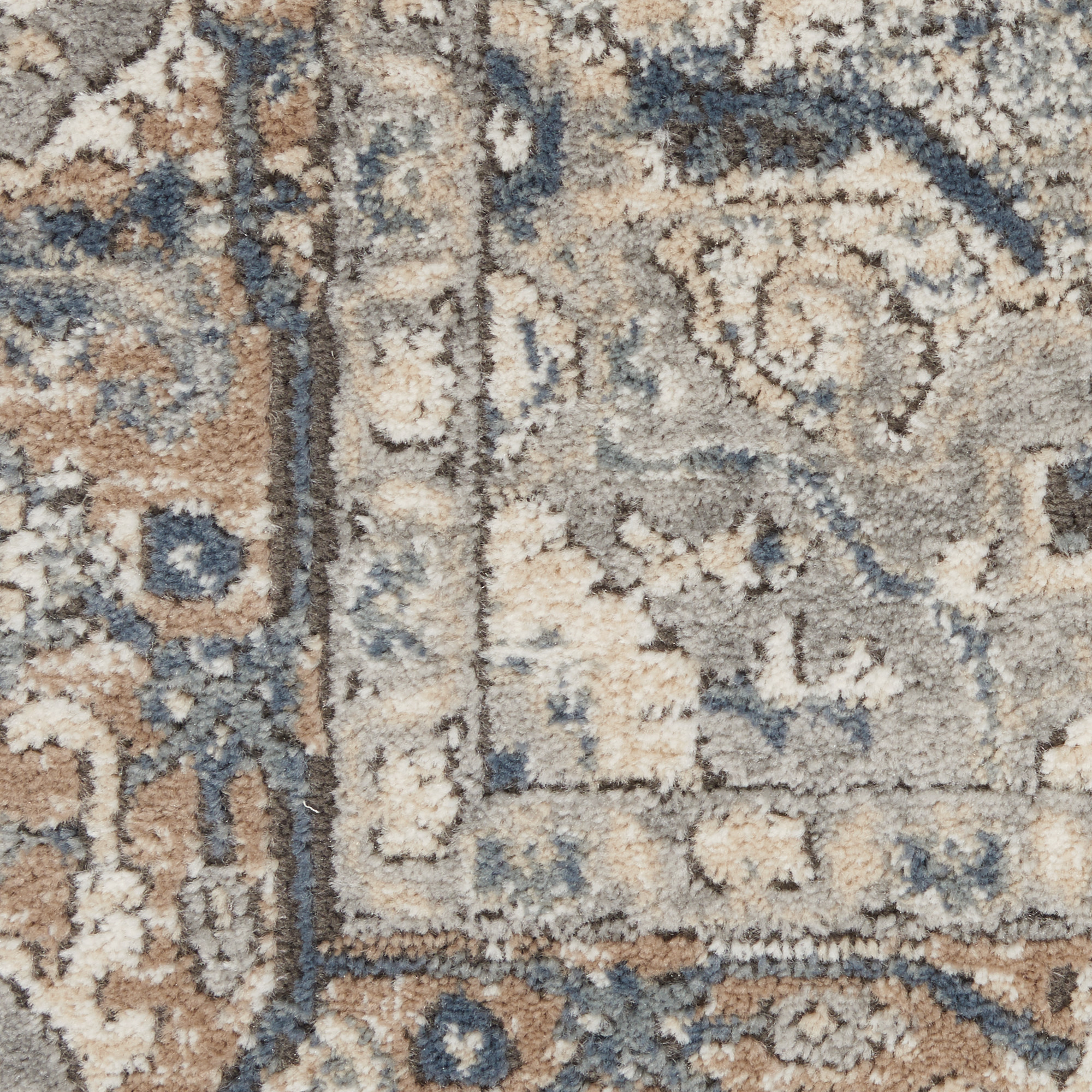 10" X 14" Ivory Floral Power Loom Area Rug