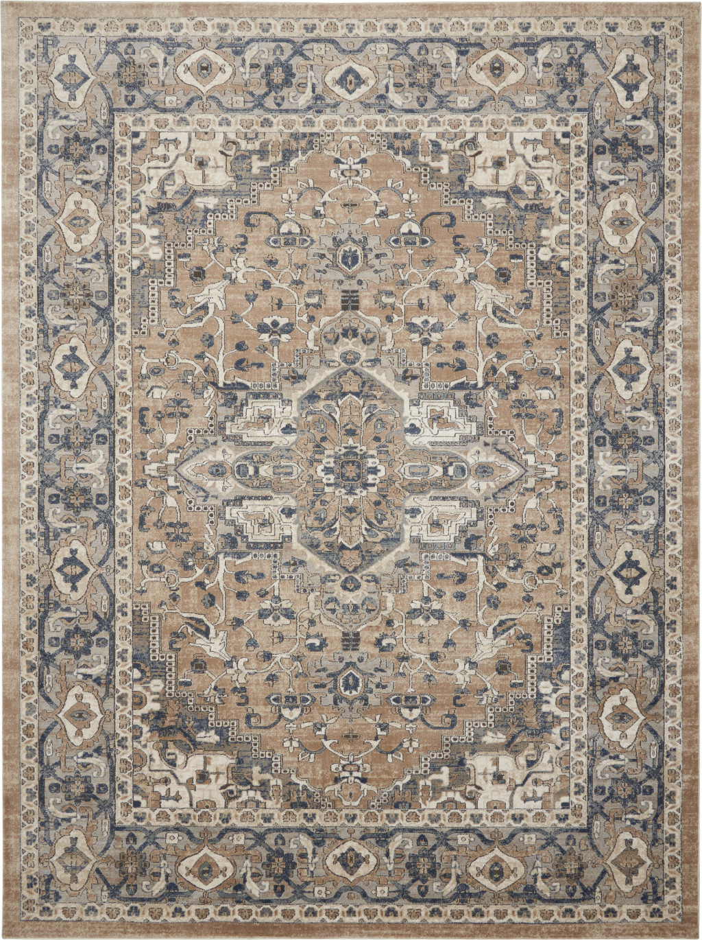 8" X 10" Ivory Floral Power Loom Area Rug