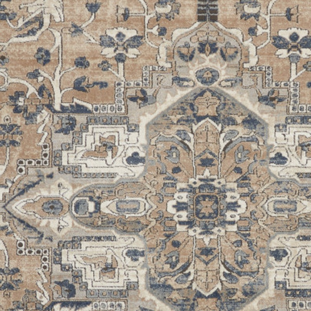 8" X 10" Ivory Floral Power Loom Area Rug