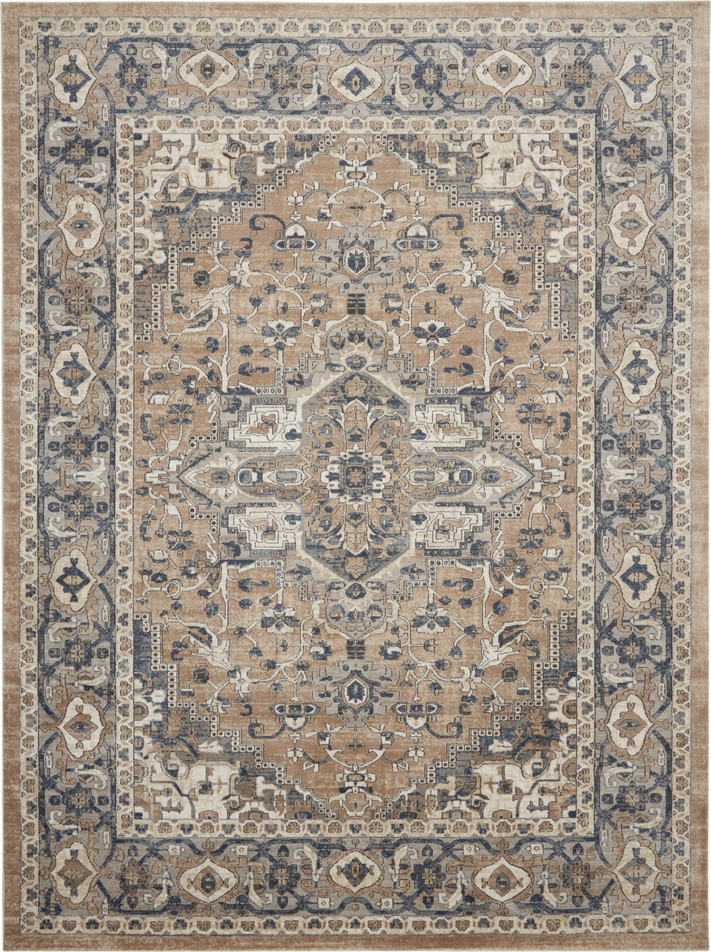 7" X 10" Ivory Floral Power Loom Area Rug