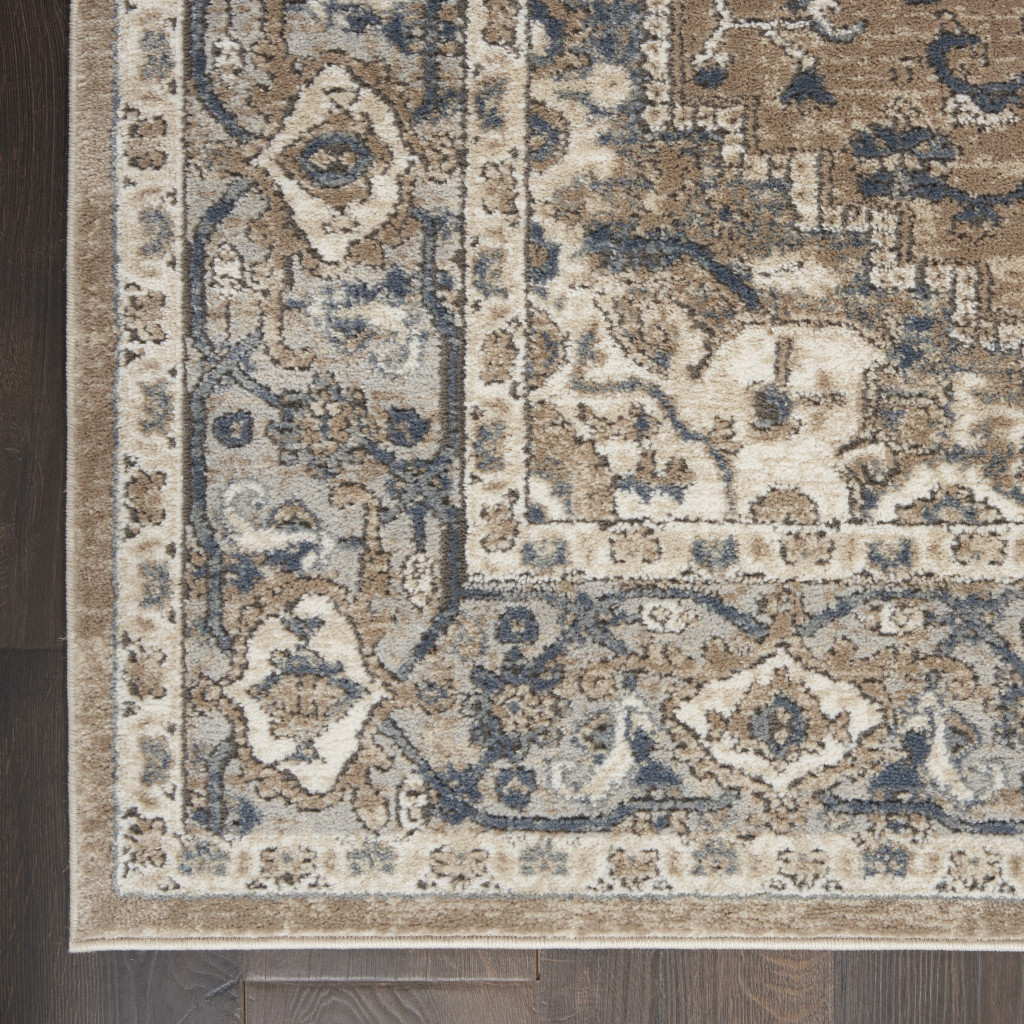 7" X 10" Ivory Floral Power Loom Area Rug