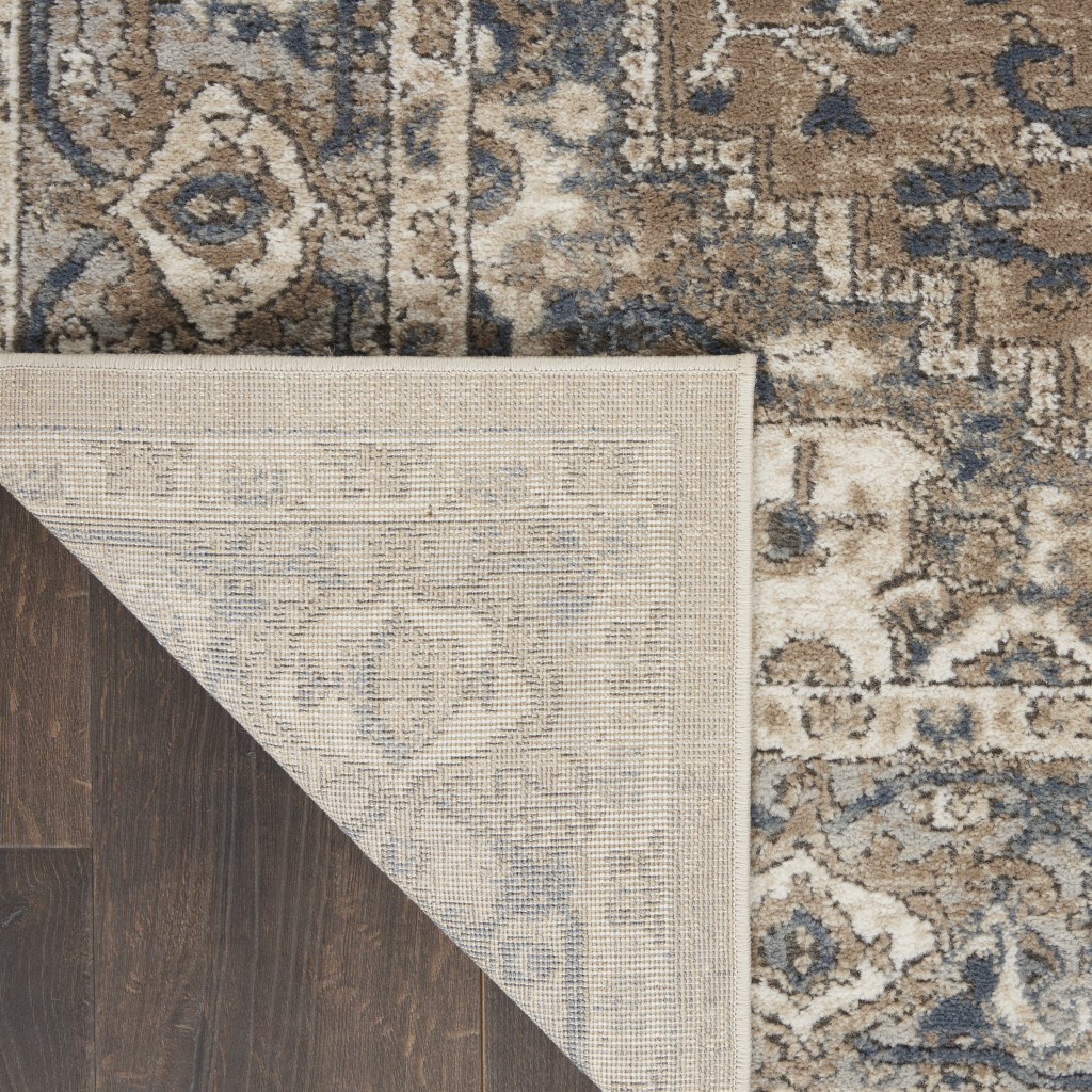 7" X 10" Ivory Floral Power Loom Area Rug