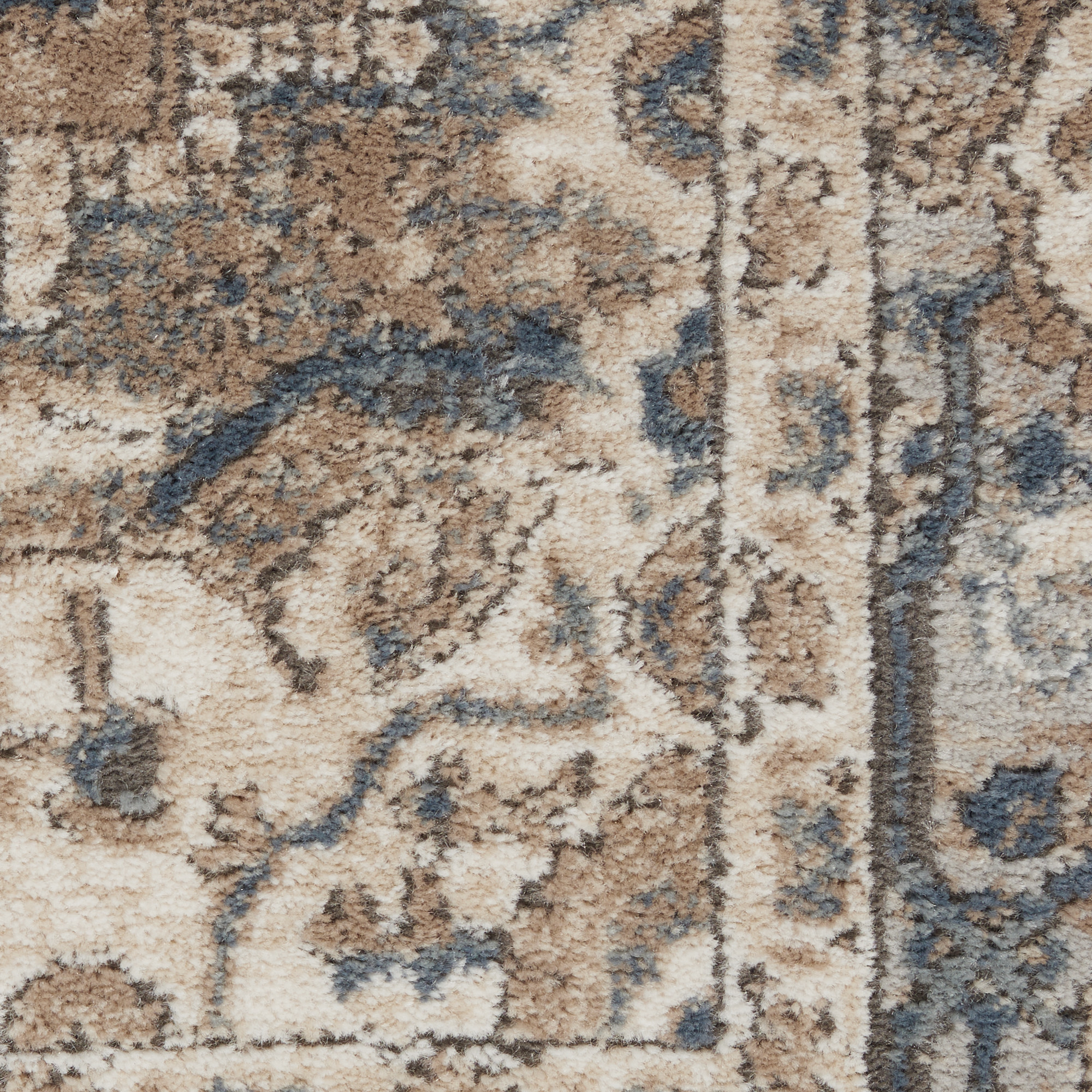 12" Gray and Ivory Medallion Power Loom Runner Rug