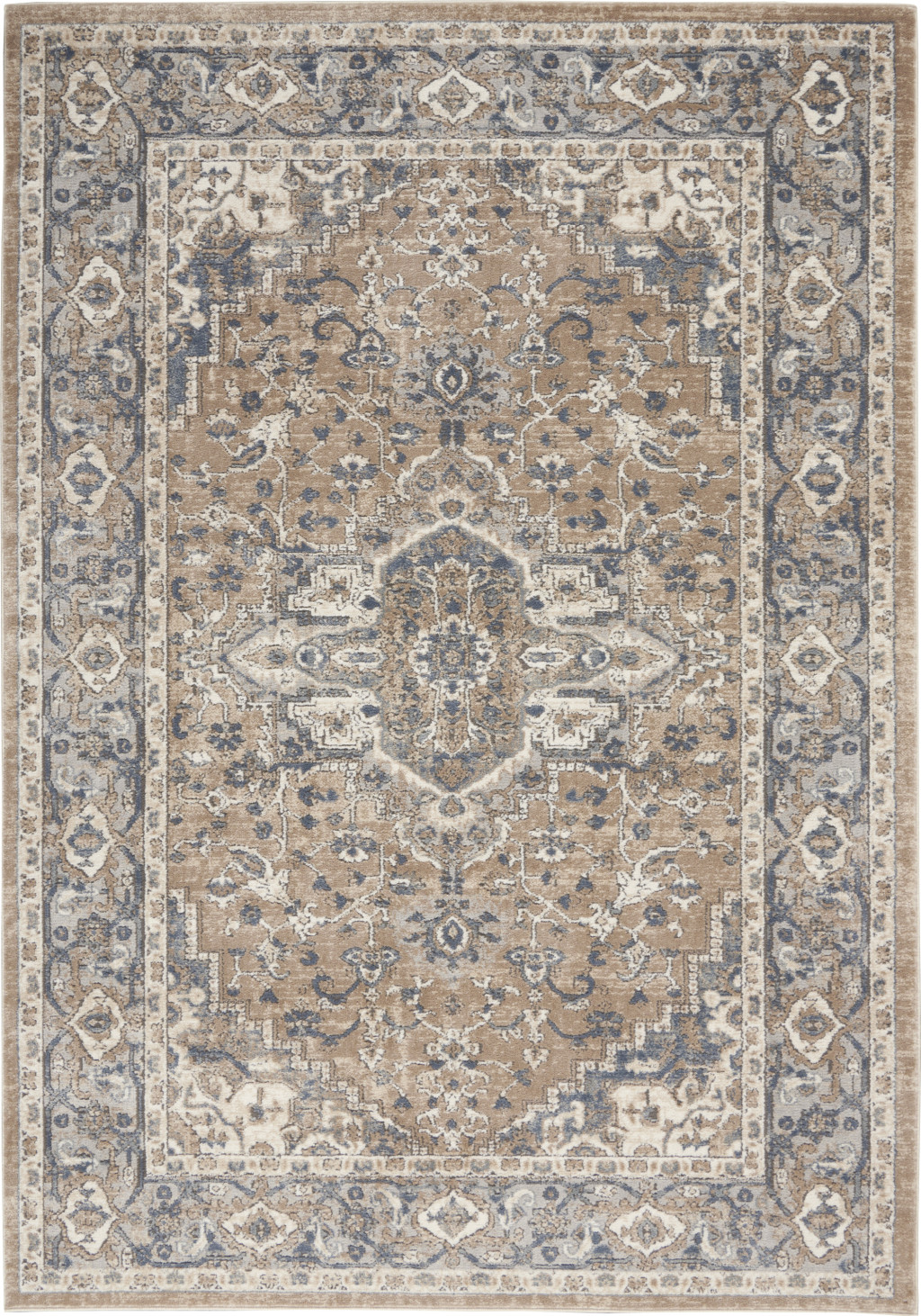 6" X 9" Ivory Floral Power Loom Area Rug