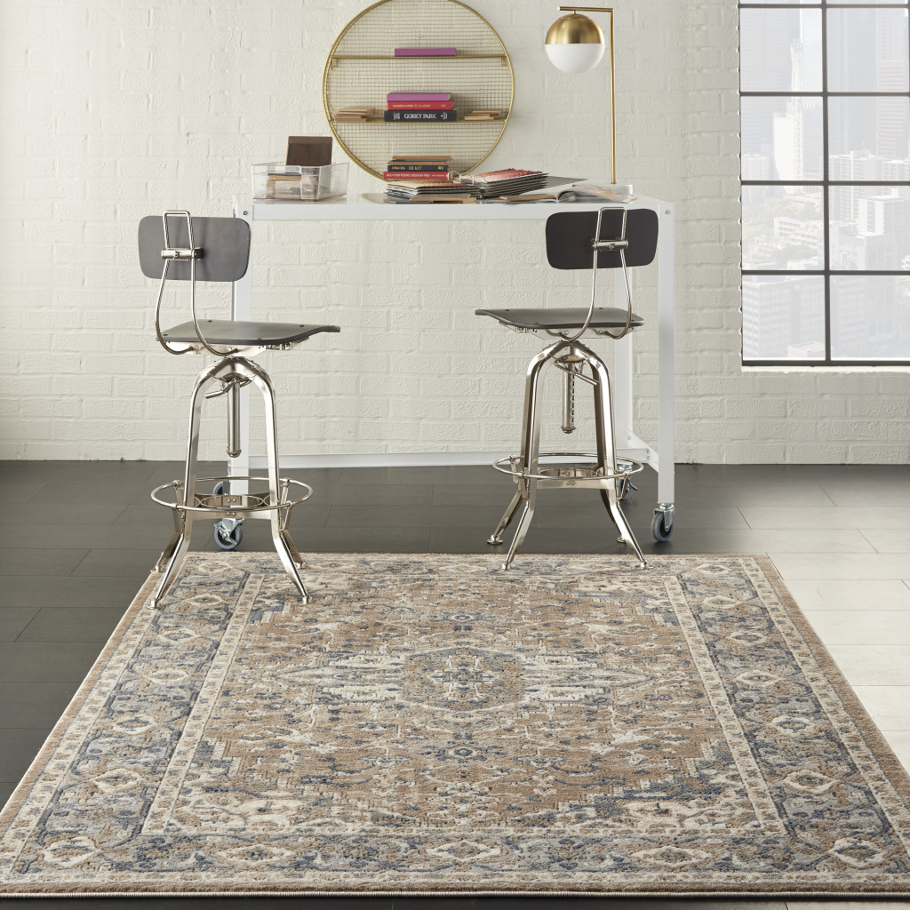 6" X 9" Ivory Floral Power Loom Area Rug
