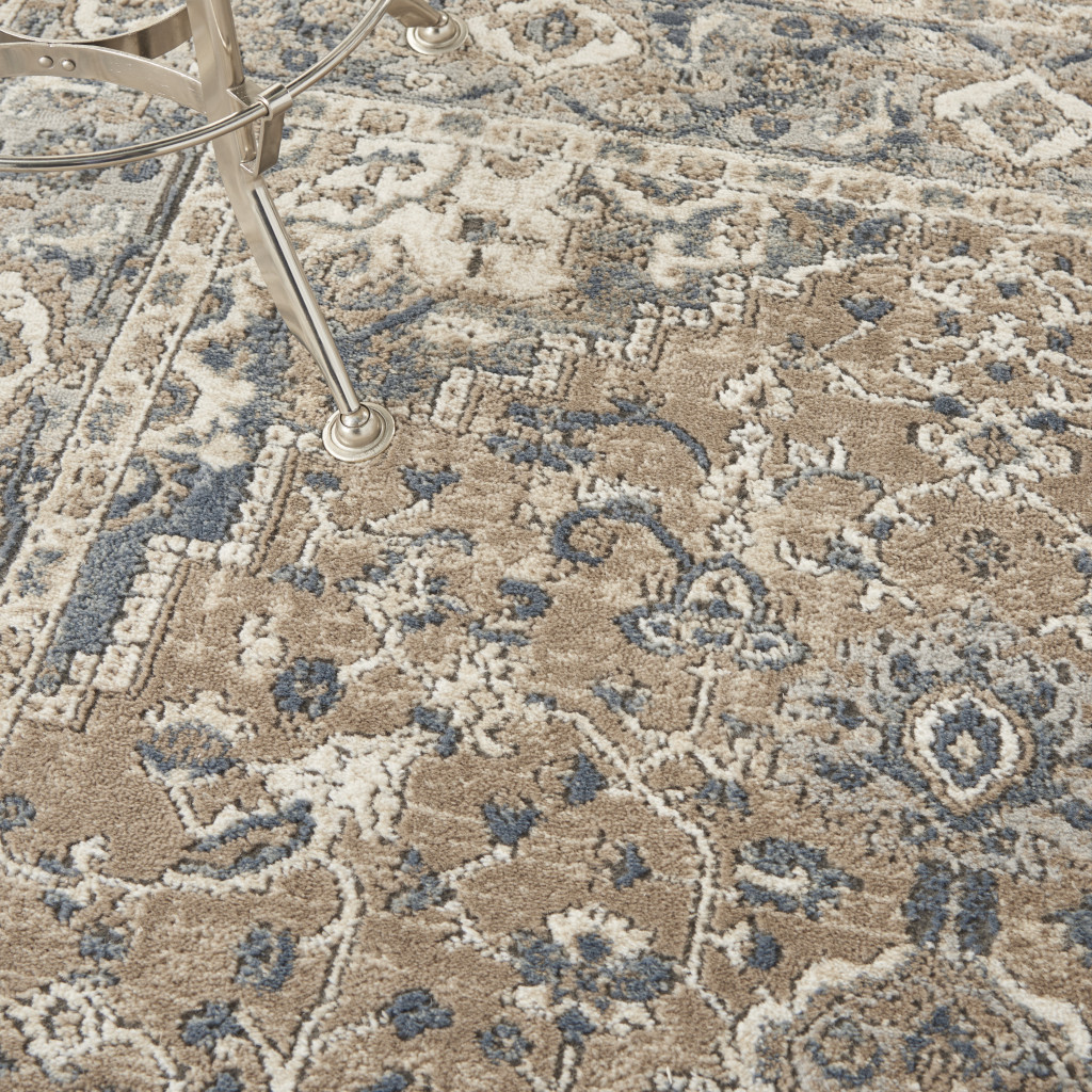 6" X 9" Ivory Floral Power Loom Area Rug