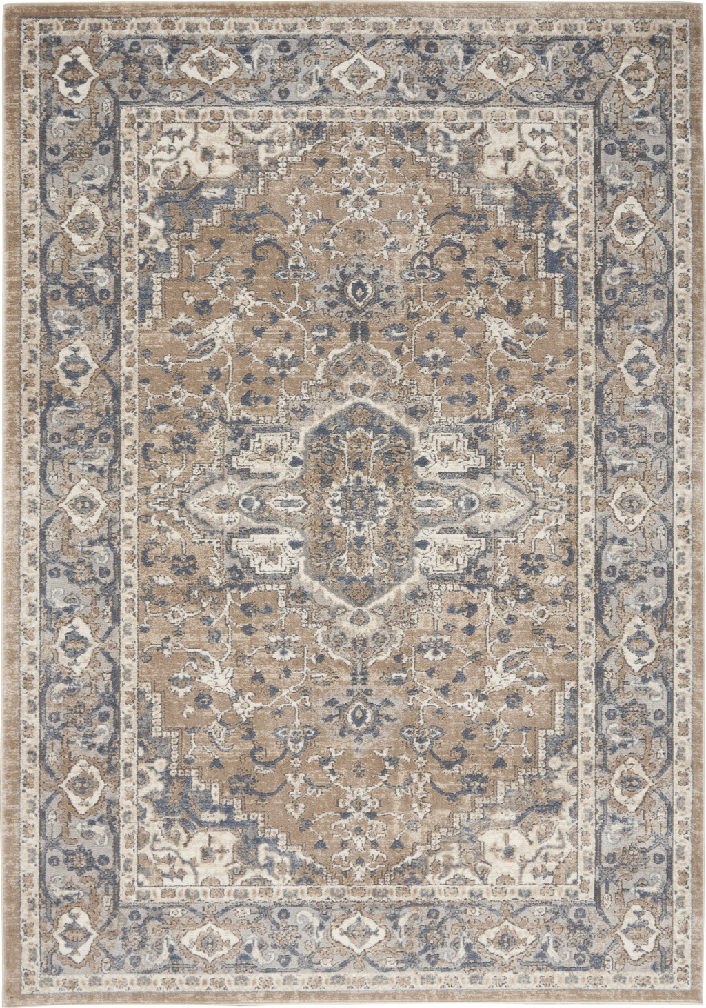 6" X 9" Ivory Floral Power Loom Area Rug