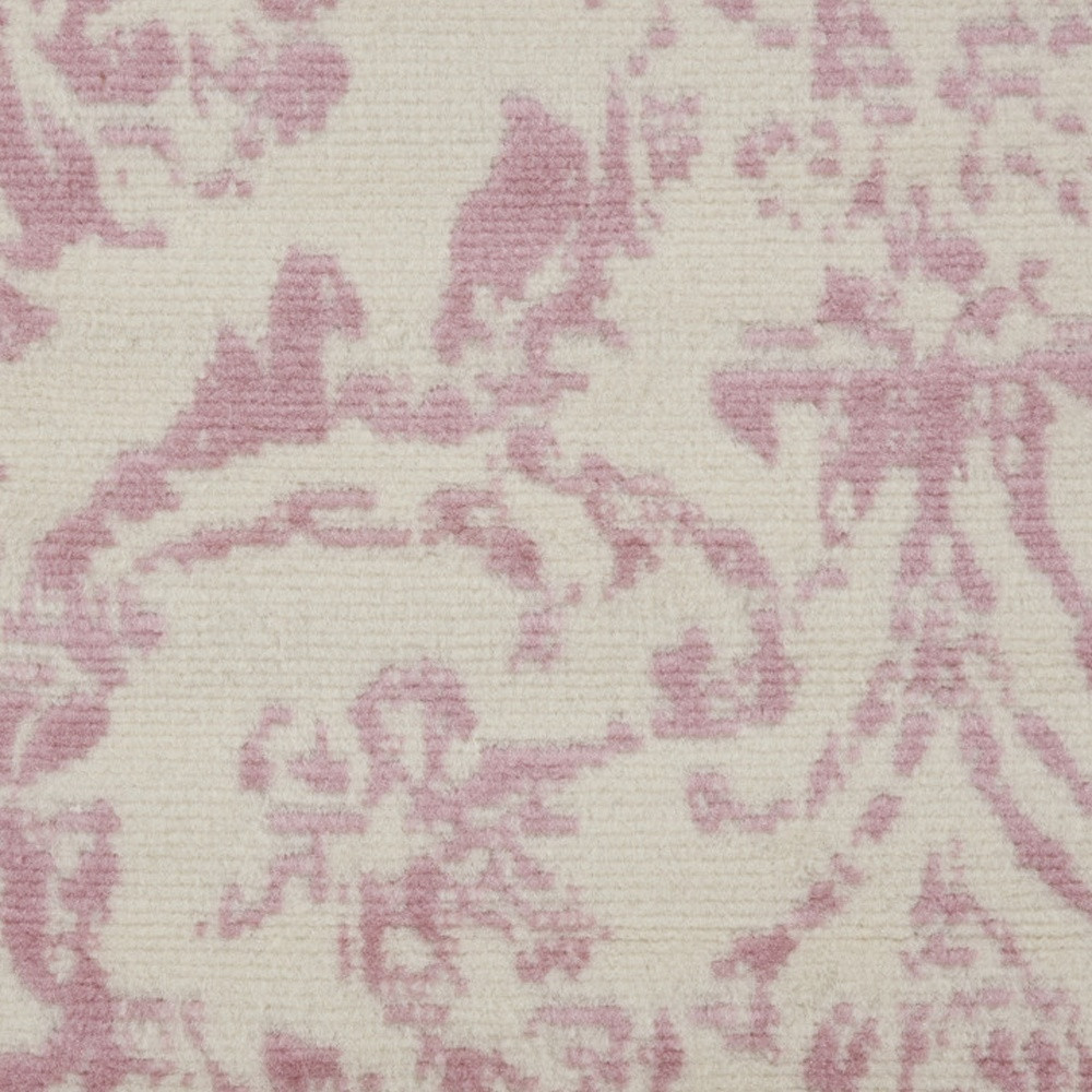 7" Cream Damask Power Loom Runner Rug
