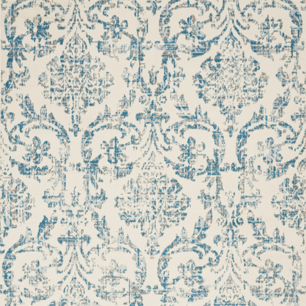 4" X 6" Cream Damask Power Loom Area Rug