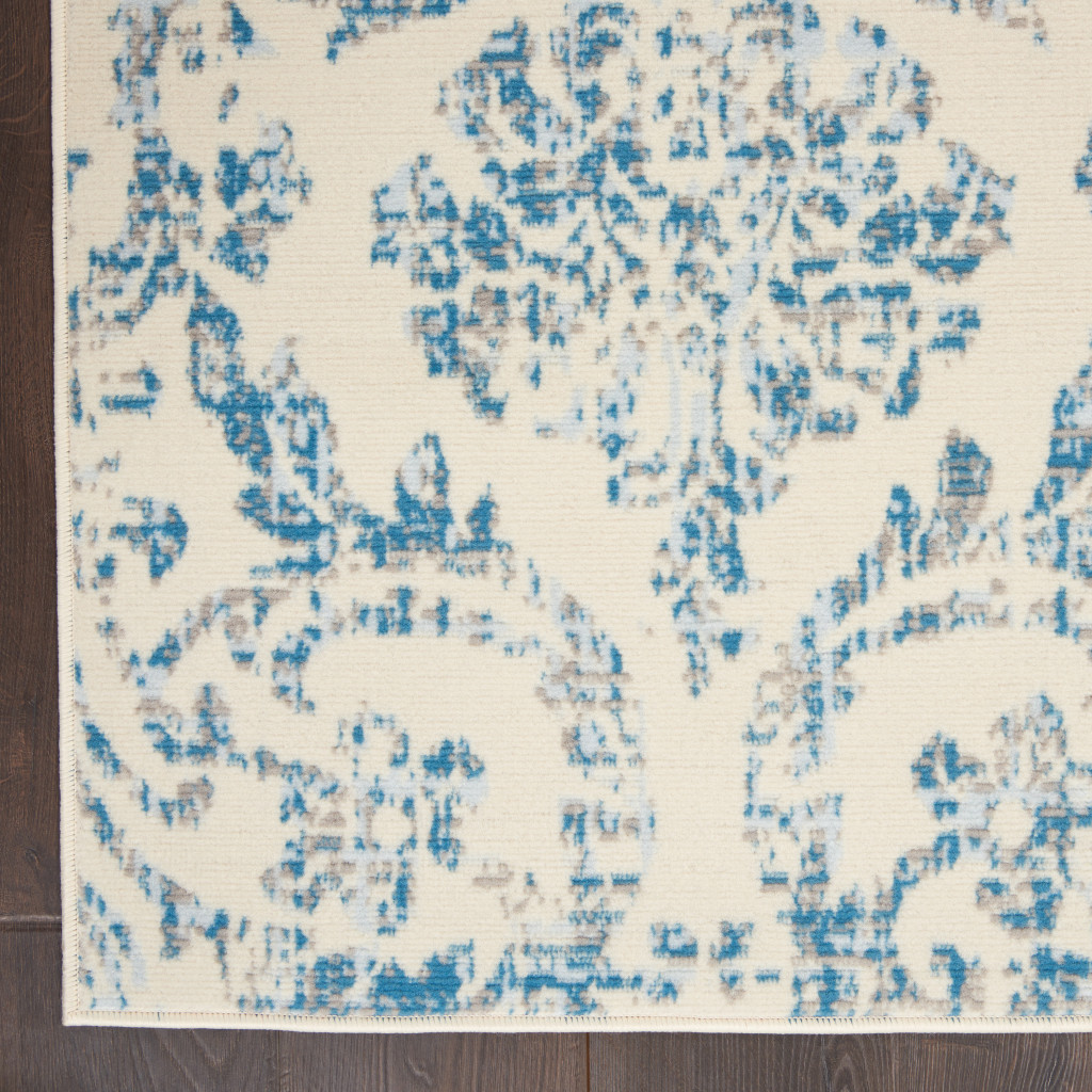 4" X 6" Cream Damask Power Loom Area Rug