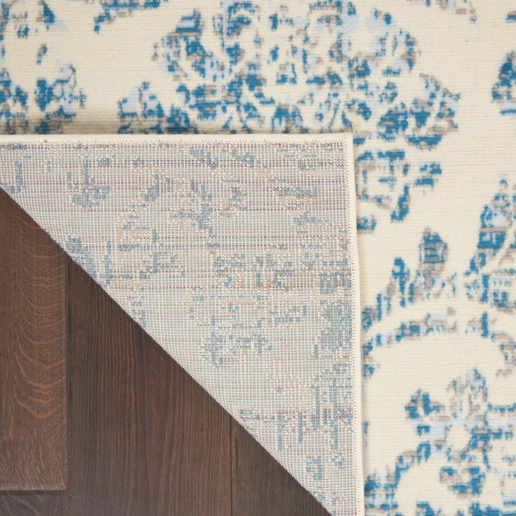 4" X 6" Cream Damask Power Loom Area Rug