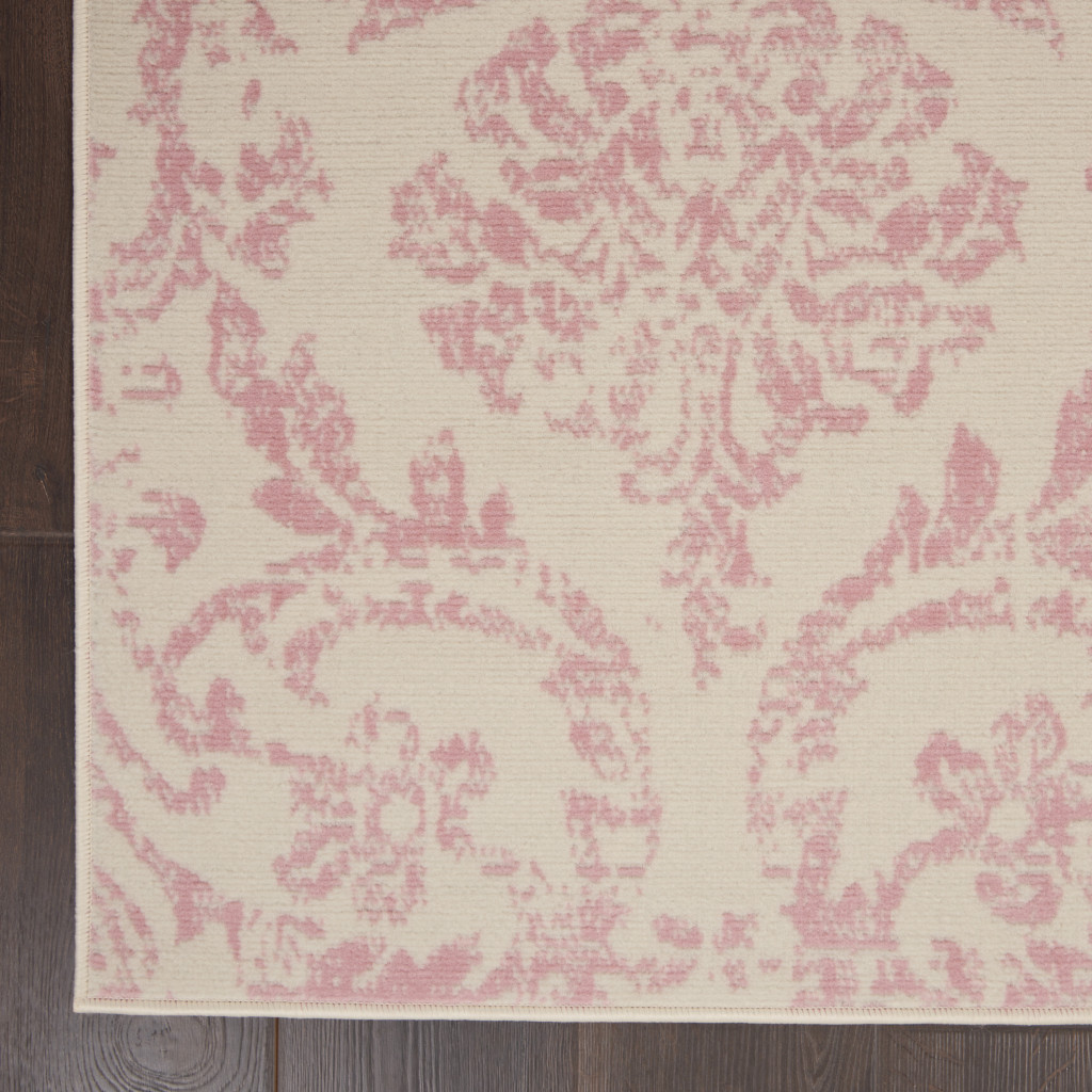 5" X 7" Cream Damask Power Loom Area Rug