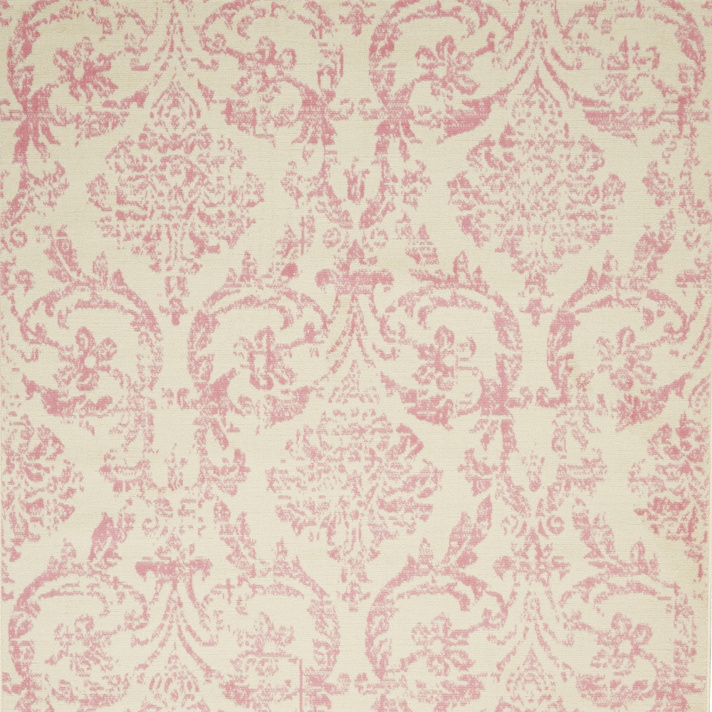 5" X 7" Cream Damask Power Loom Area Rug