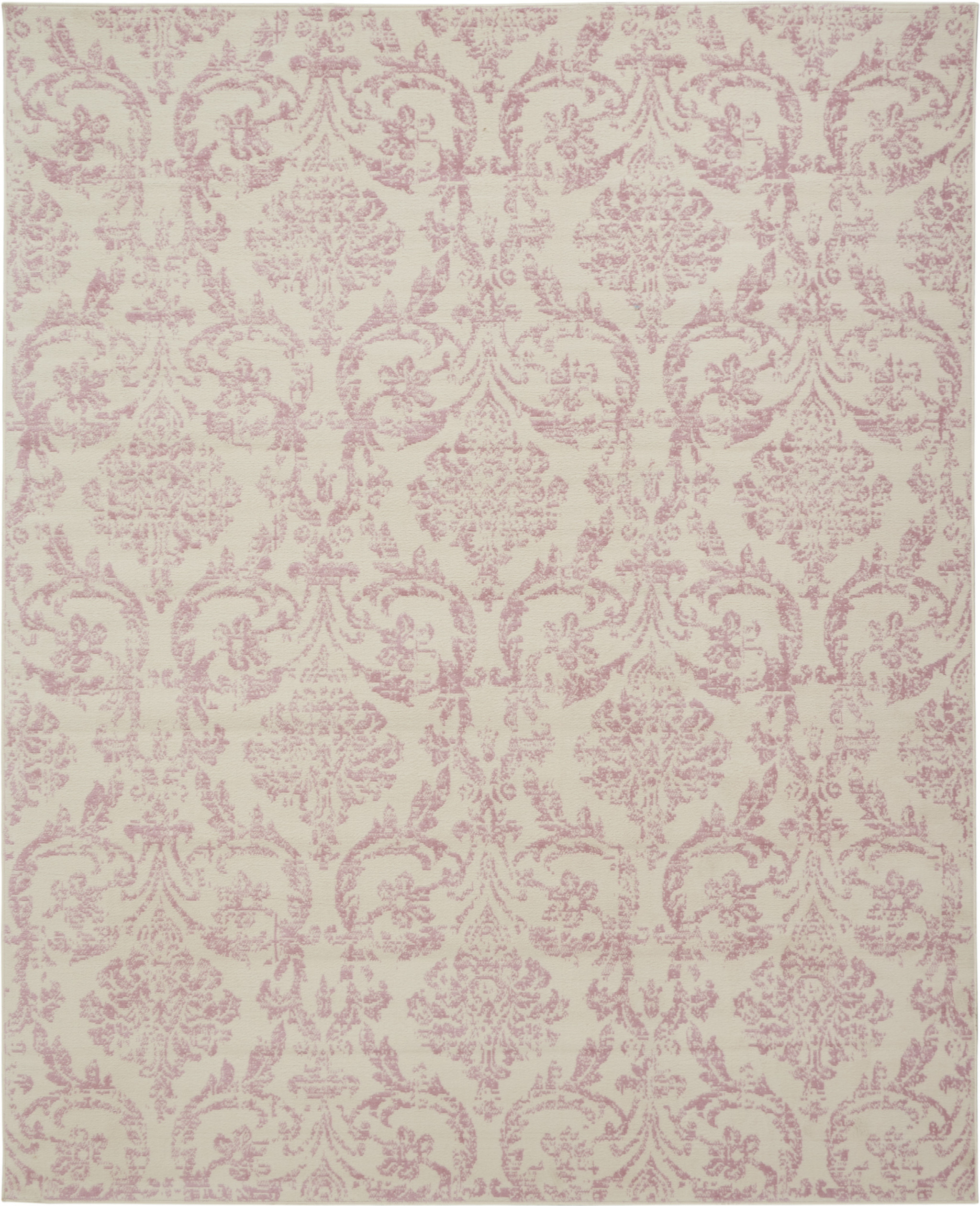 8" X 10" Cream Damask Power Loom Area Rug