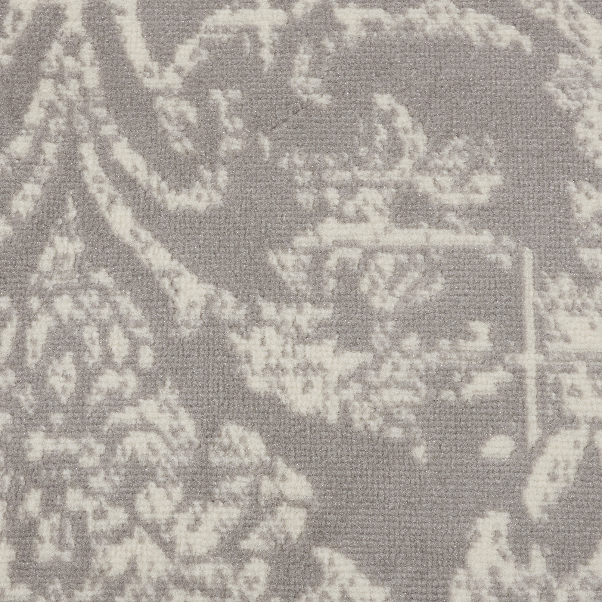 5" Gray Round Damask Power Loom Area Rug