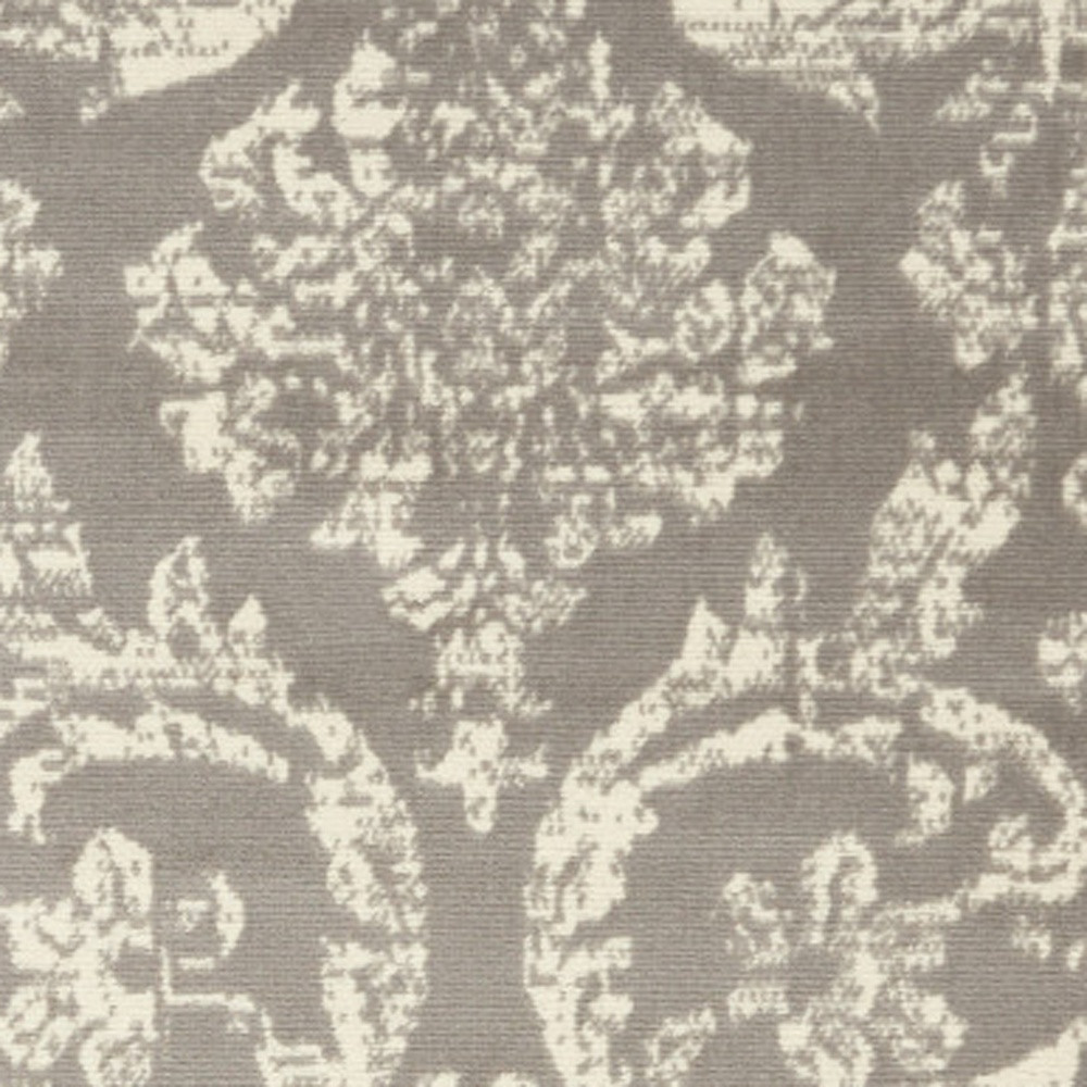 6" X 9" Gray and Ivory Damask Power Loom Distressed Area Rug
