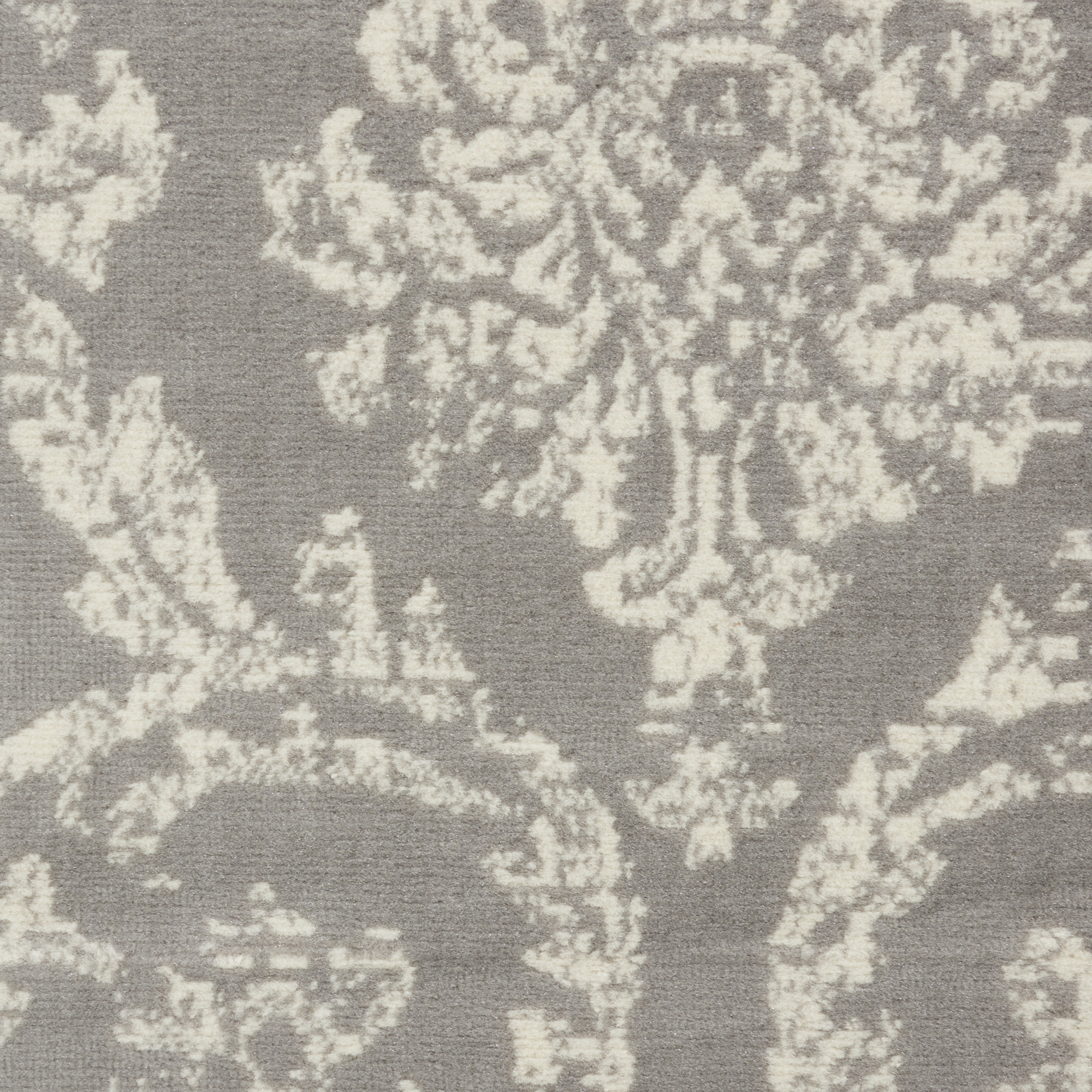 8" X 10" Gray Damask Power Loom Area Rug