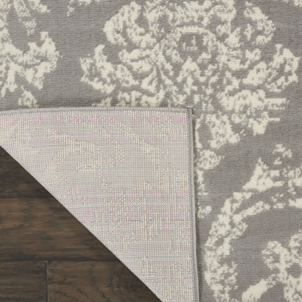 8" X 10" Gray Damask Power Loom Area Rug