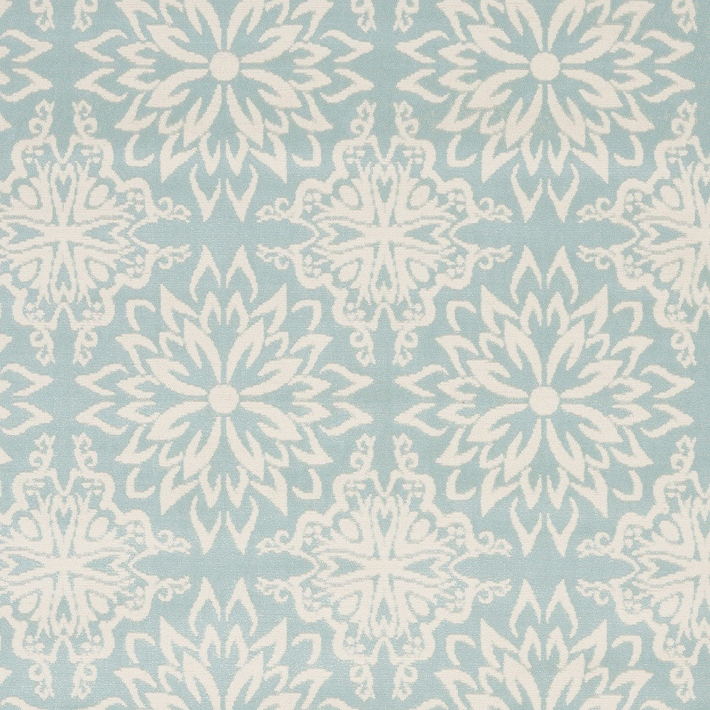 4" X 6" Aqua Floral Power Loom Area Rug