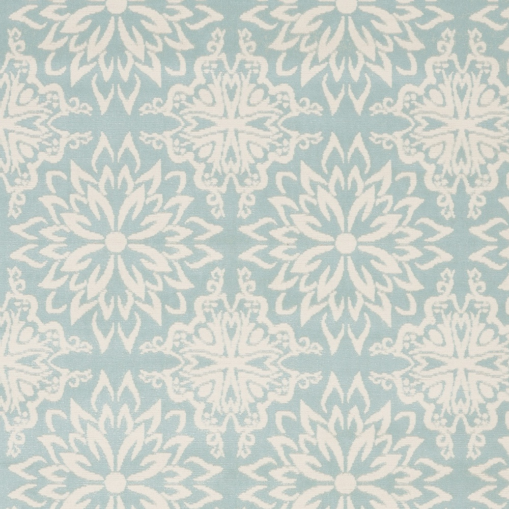 5" X 7" Blue and Ivory Floral Medallion Power Loom Area Rug