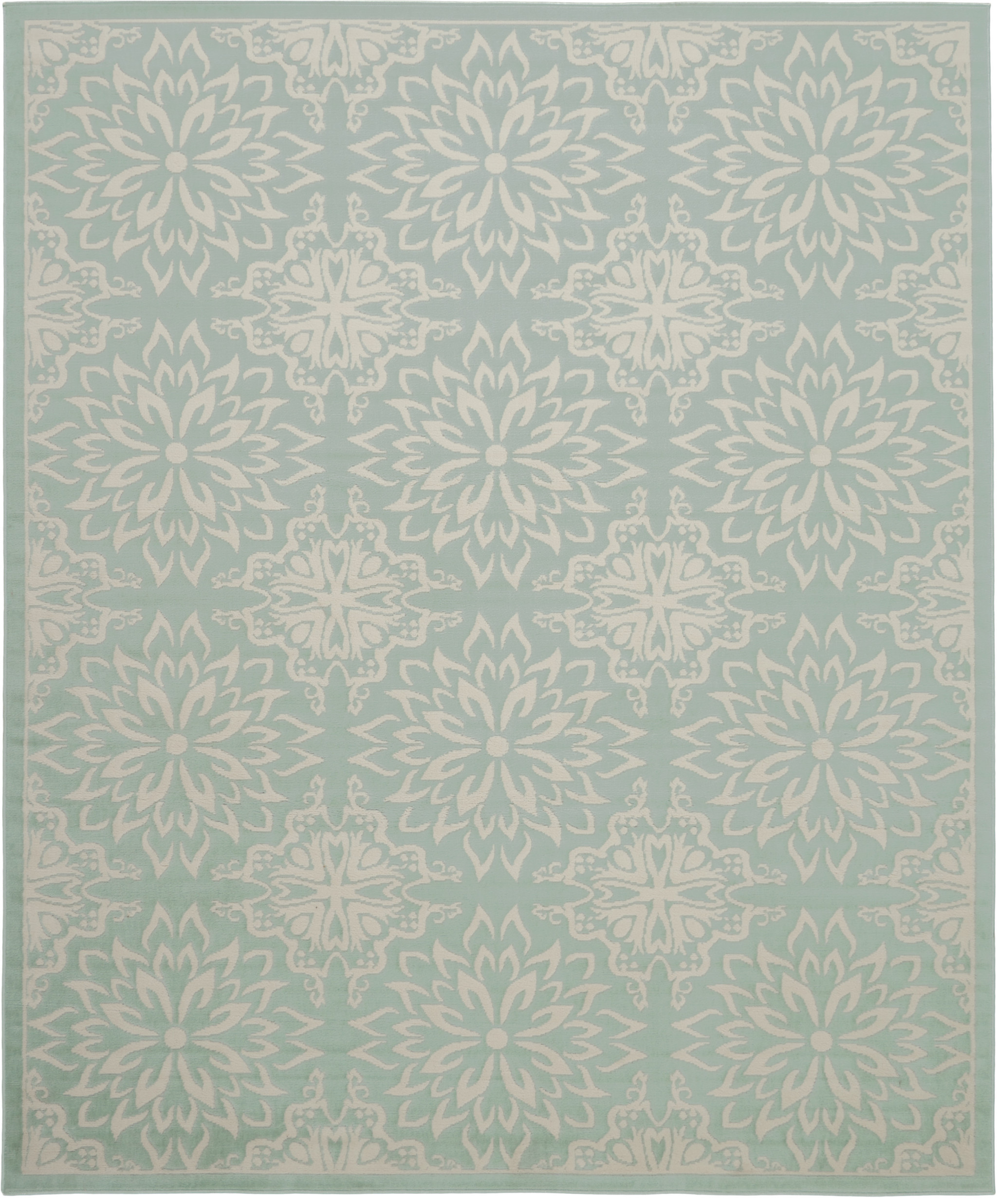 8" X 10" Aqua Floral Power Loom Area Rug