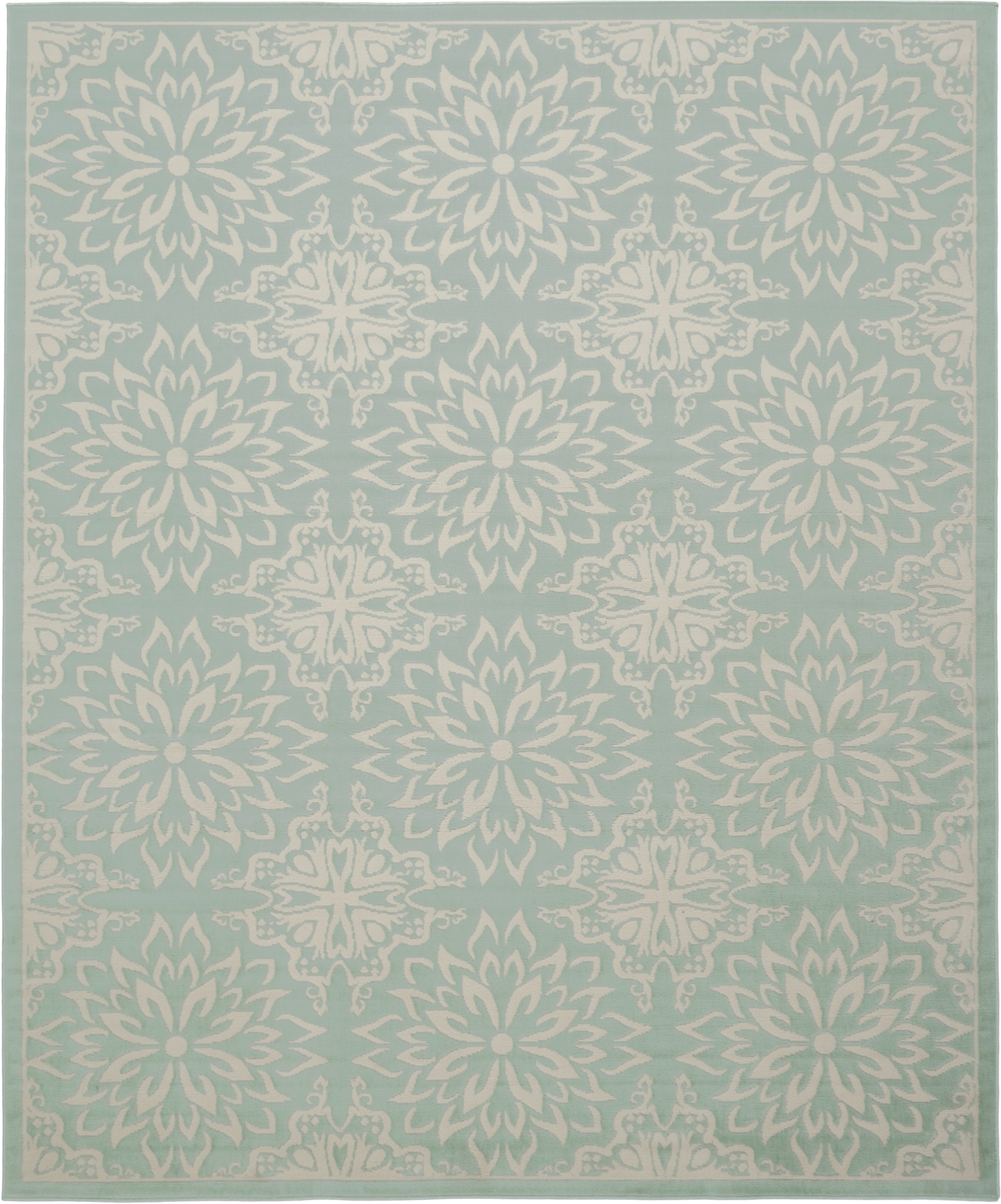 8" X 10" Aqua Floral Power Loom Area Rug
