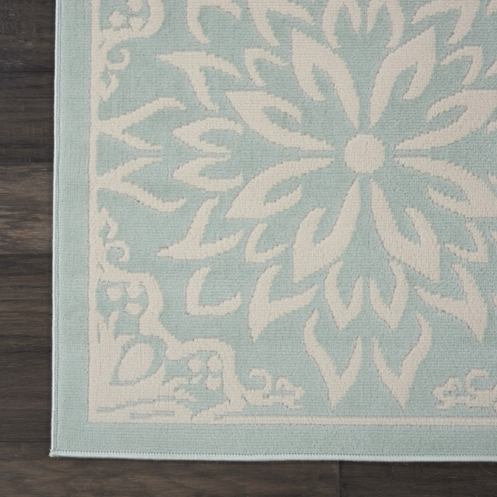 8" X 10" Aqua Floral Power Loom Area Rug