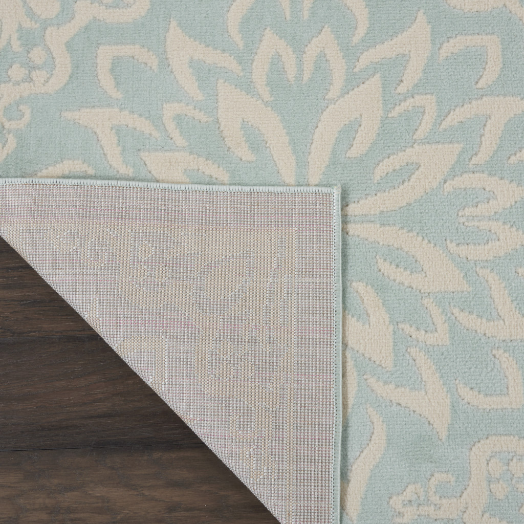 8" X 10" Aqua Floral Power Loom Area Rug