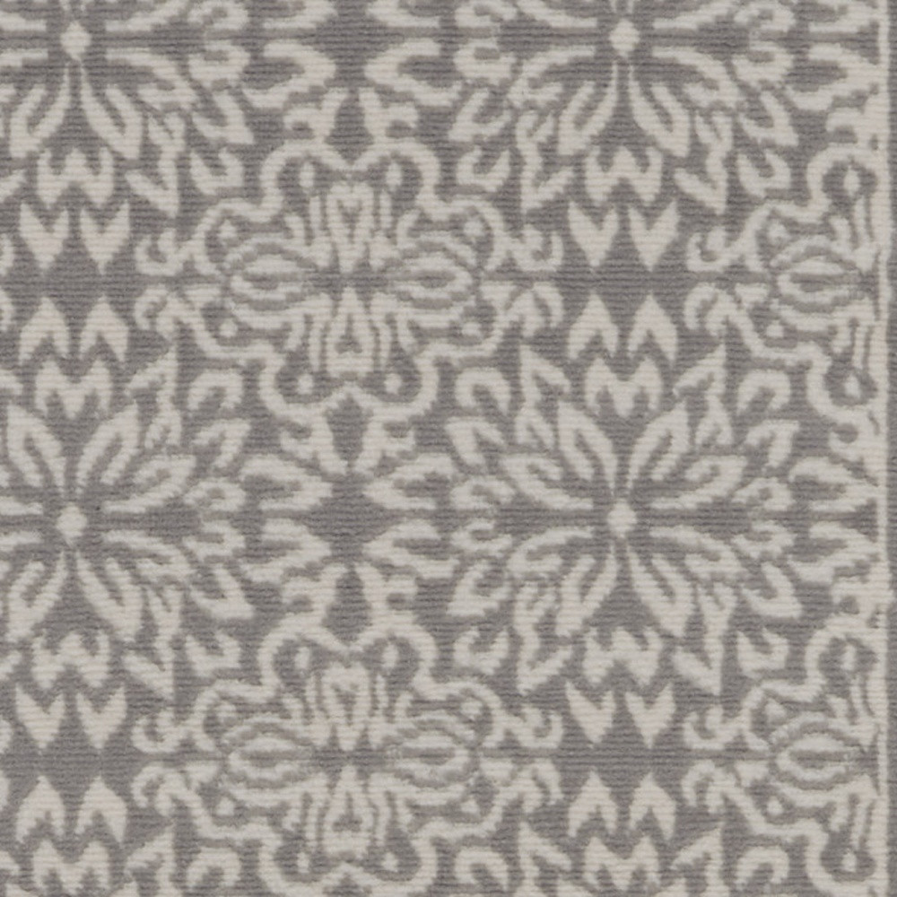 7" Gray Floral Power Loom Runner Rug