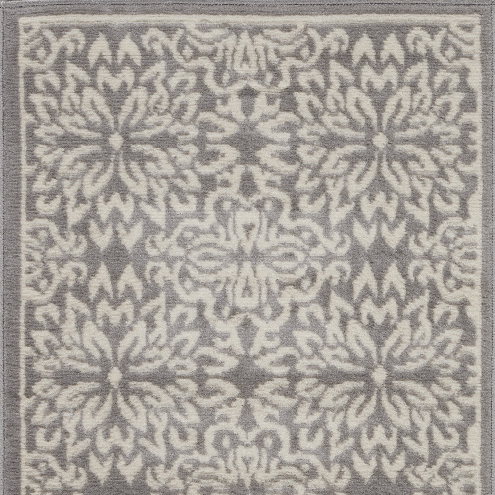2" X 4" Gray Floral Power Loom Area Rug