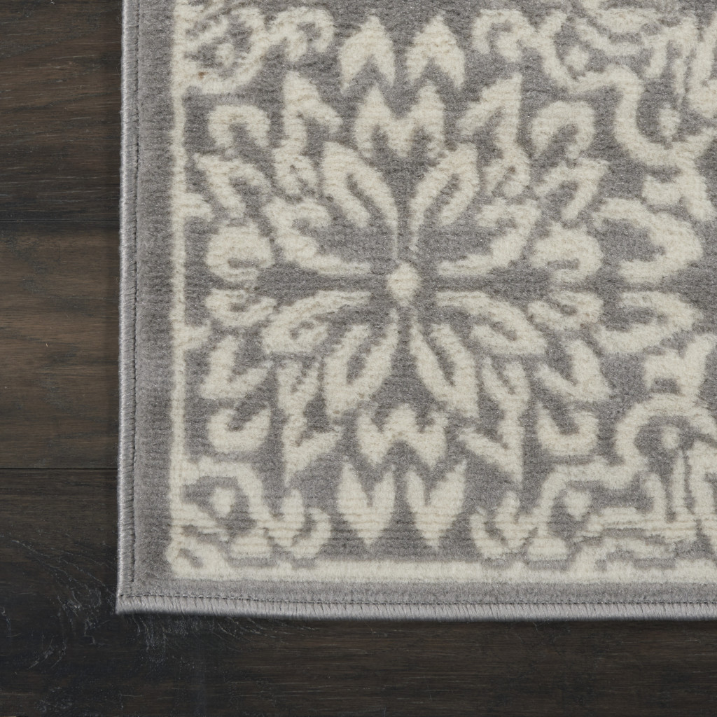 2" X 4" Gray Floral Power Loom Area Rug