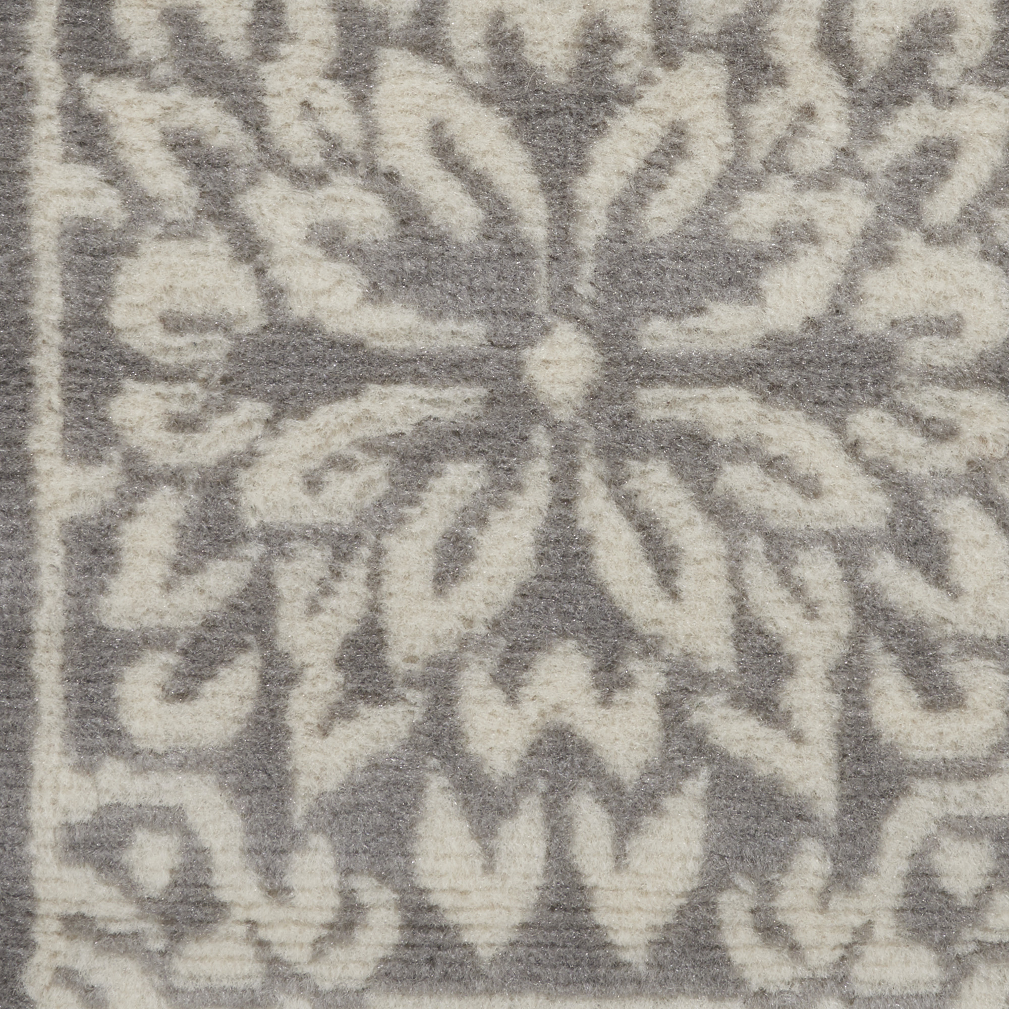 2" X 4" Gray Floral Power Loom Area Rug