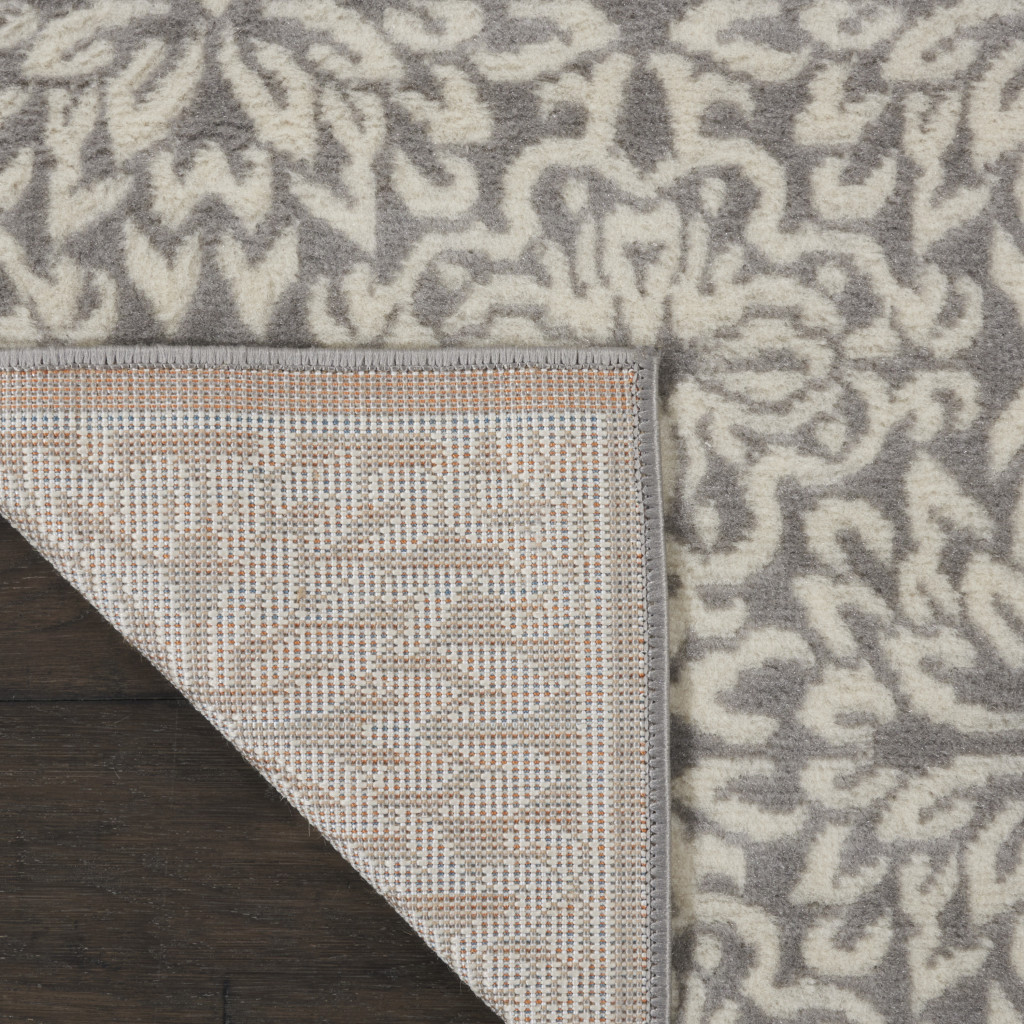 2" X 4" Gray Floral Power Loom Area Rug