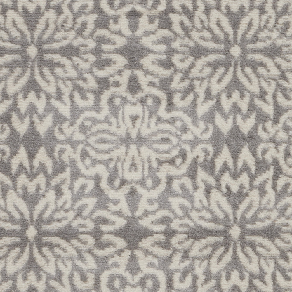 2" X 4" Gray Floral Power Loom Area Rug