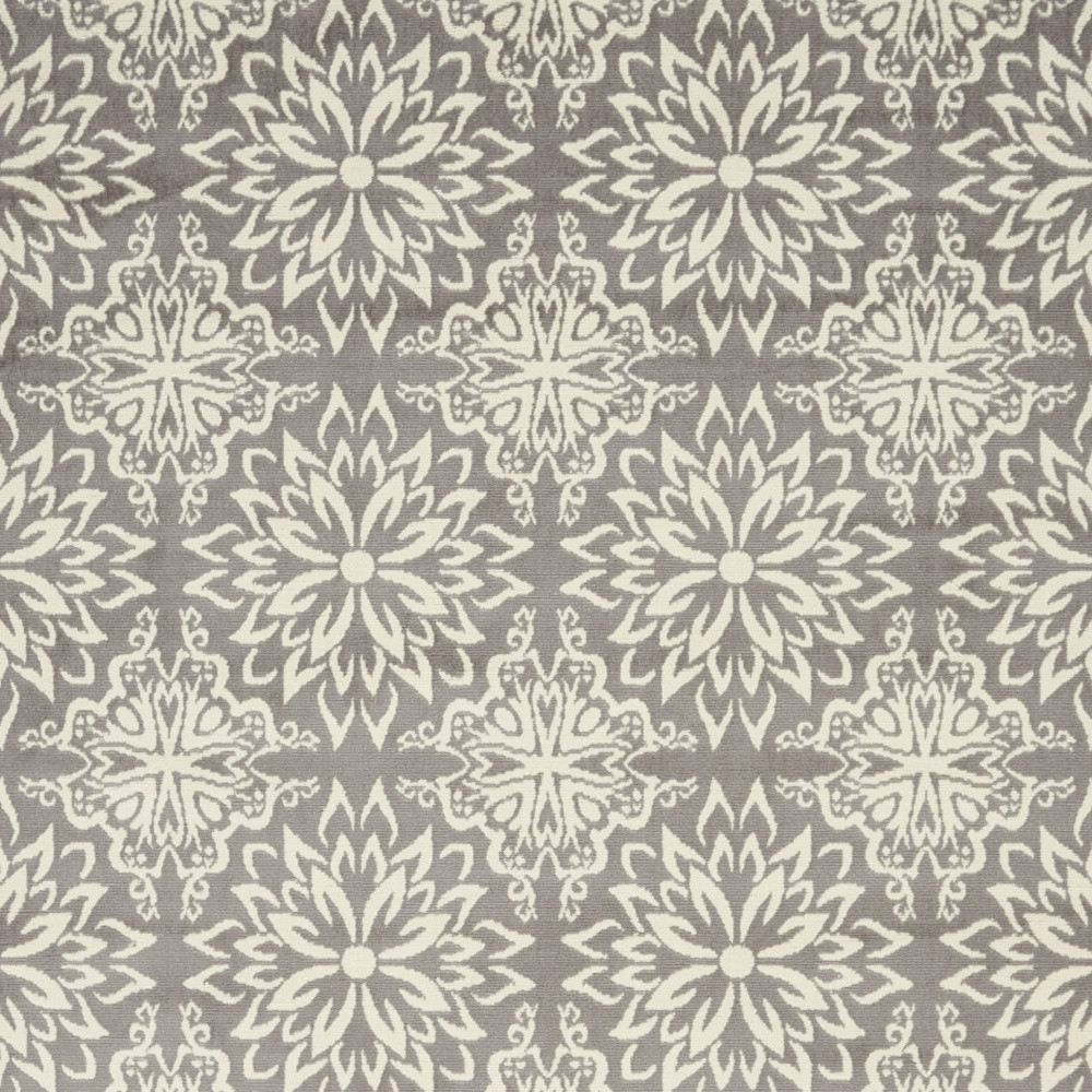 4" X 6" Gray Floral Power Loom Non Skid Area Rug