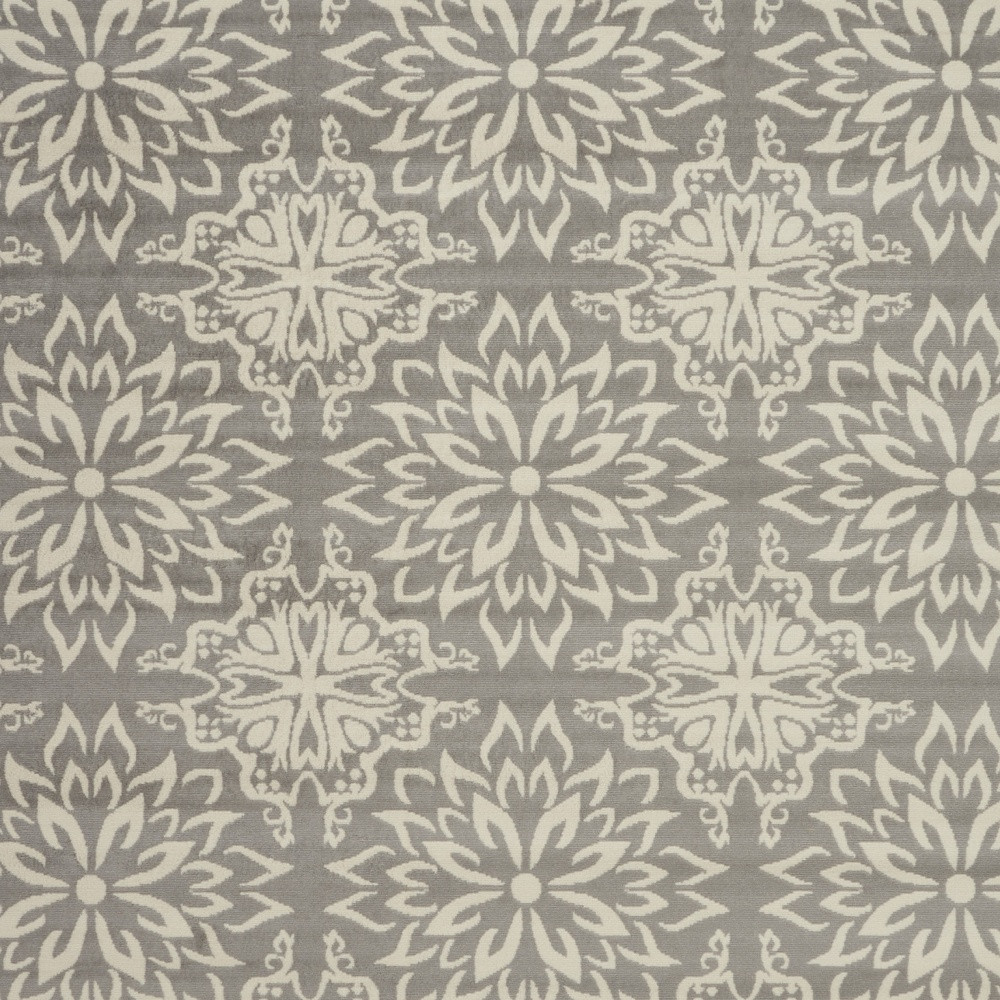 7" X 10" Gray Floral Power Loom Area Rug