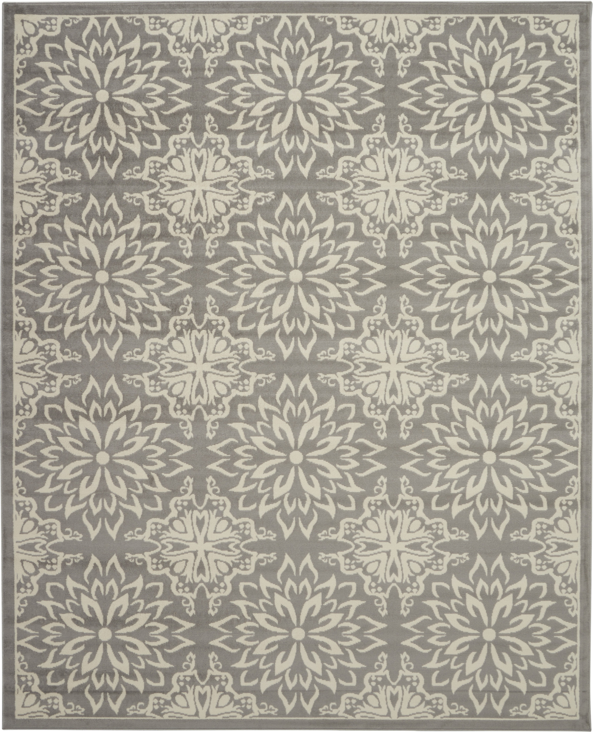 8" X 10" Gray Floral Power Loom Area Rug