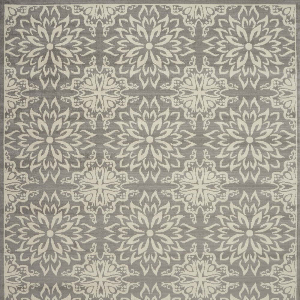 8" X 10" Gray Floral Power Loom Area Rug