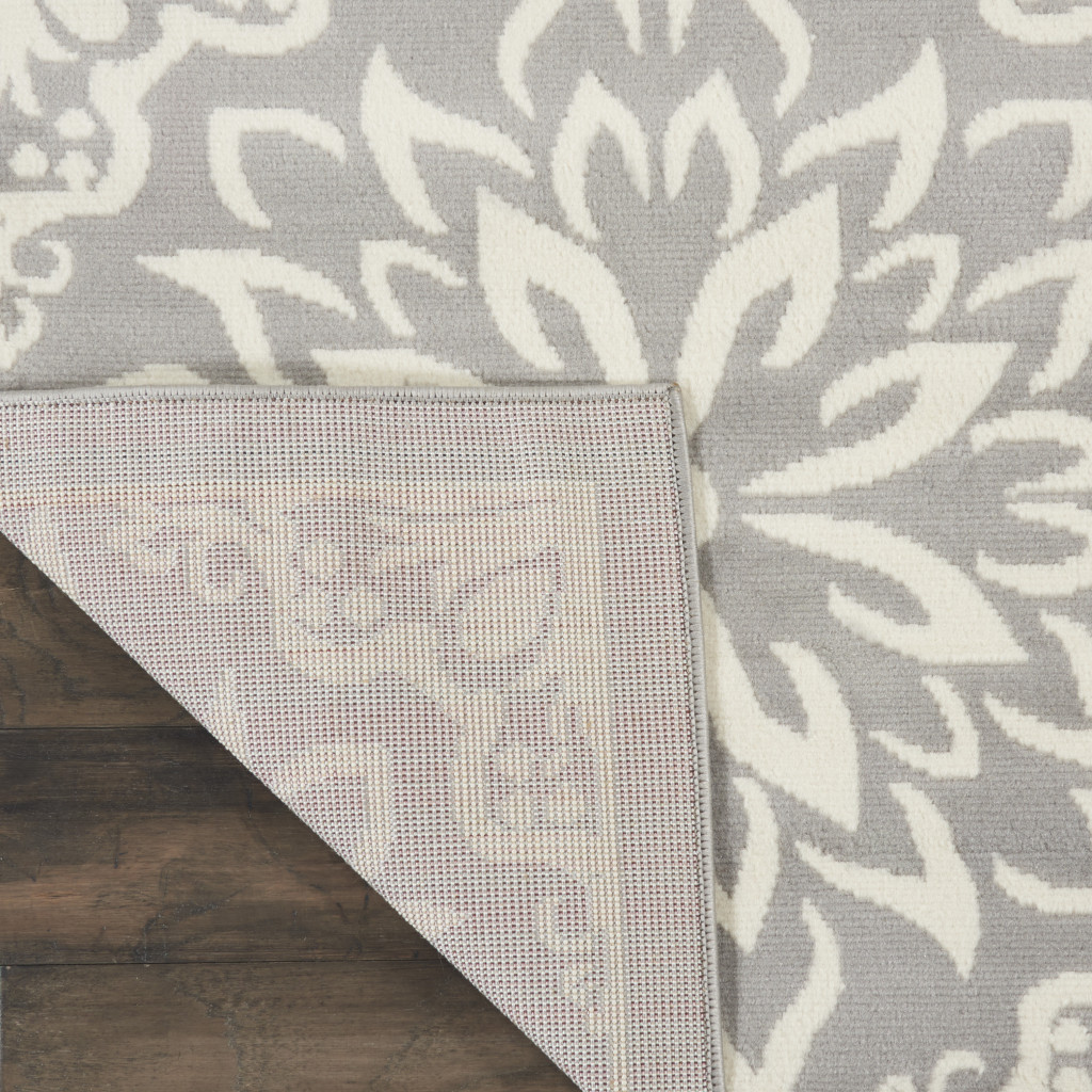 8" X 10" Gray Floral Power Loom Area Rug