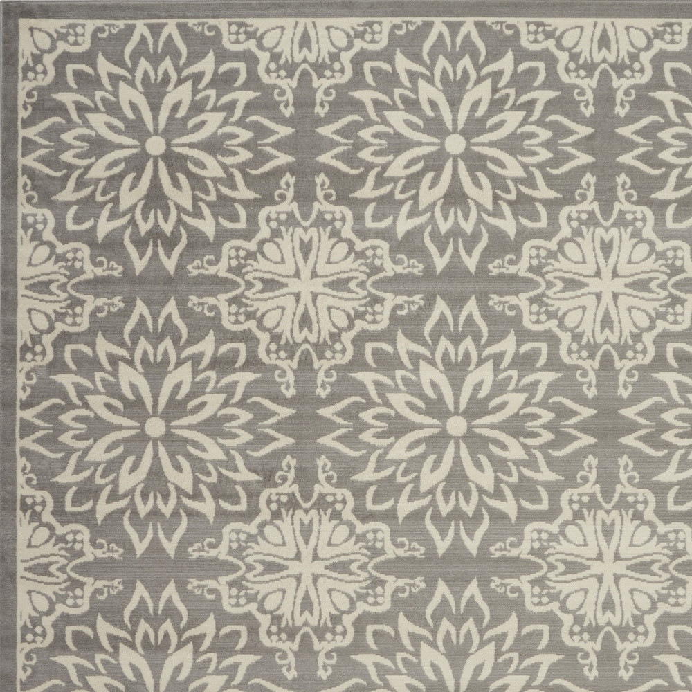 8" X 10" Gray Floral Power Loom Area Rug