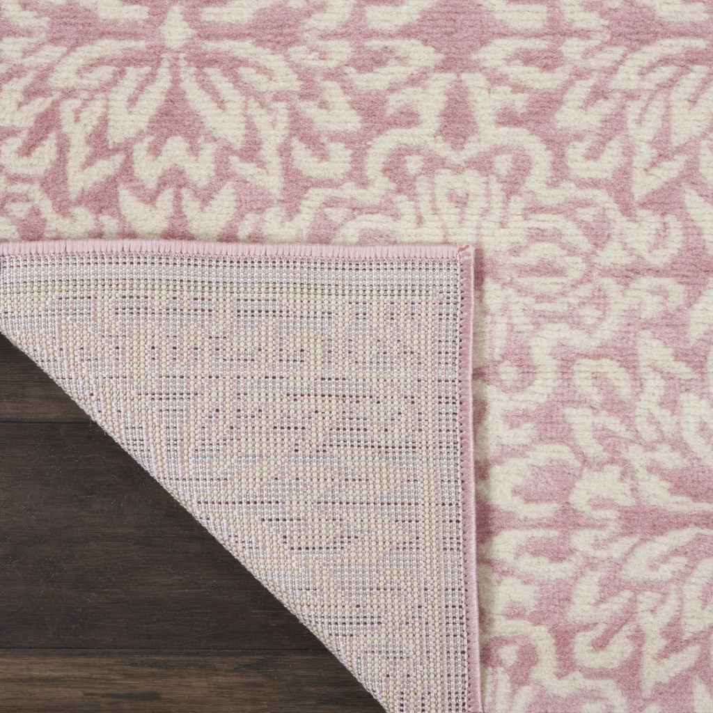 7" Pink Floral Power Loom Runner Rug