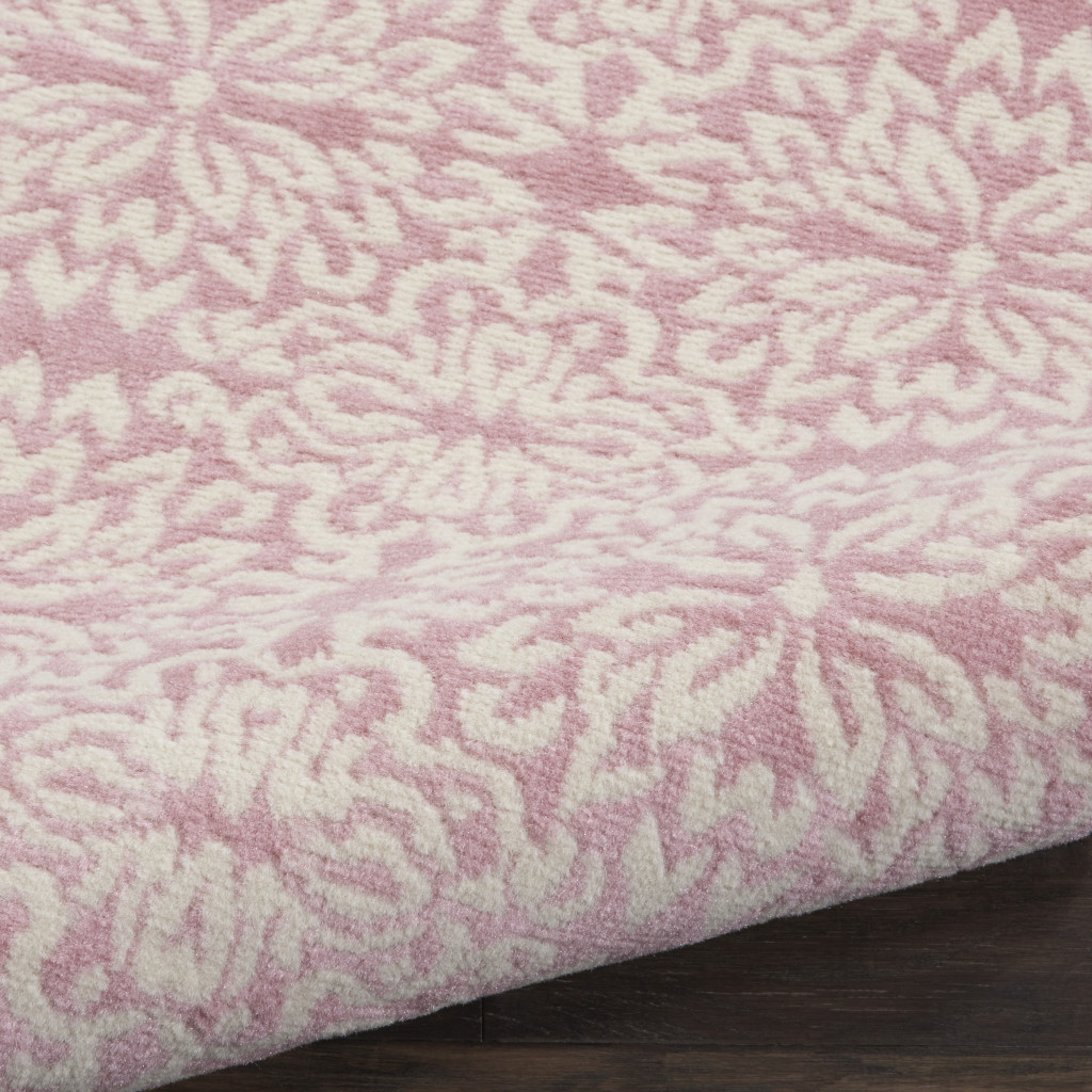 7" Pink Floral Power Loom Runner Rug
