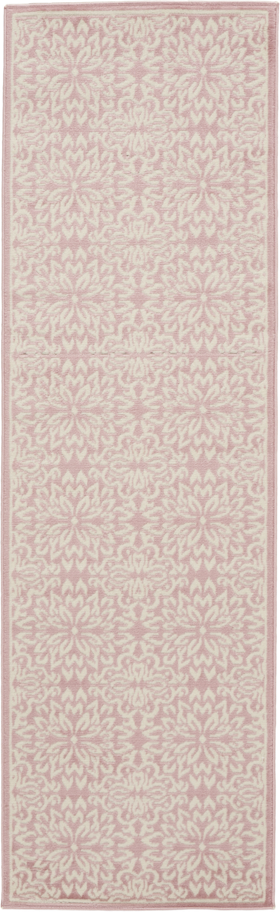 7" Pink Floral Power Loom Runner Rug
