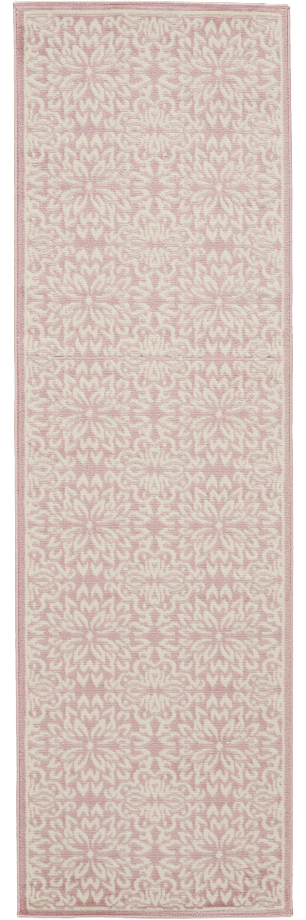 7" Pink Floral Power Loom Runner Rug